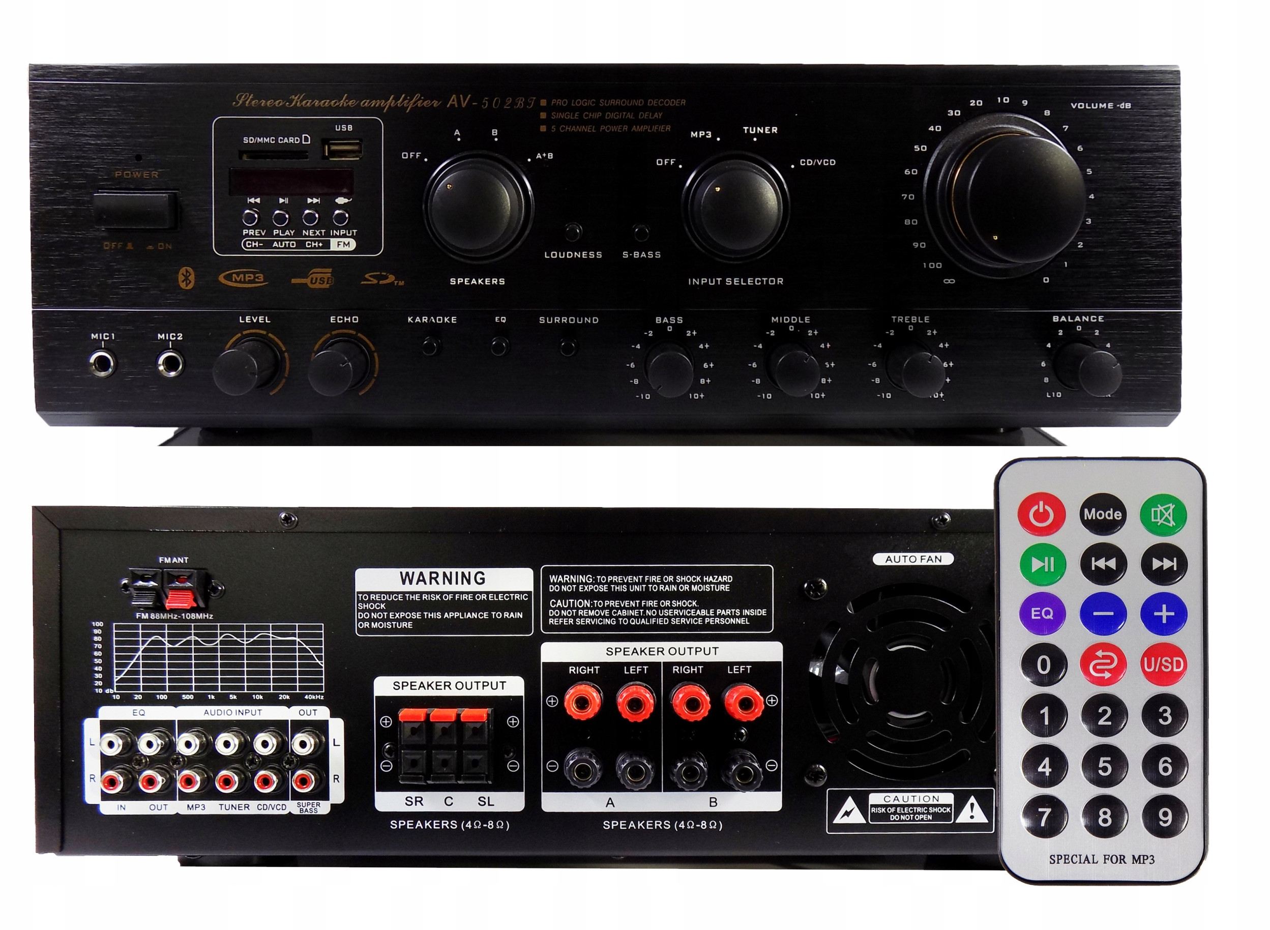 Wbudowany tuner radiowy i porty USB/SD