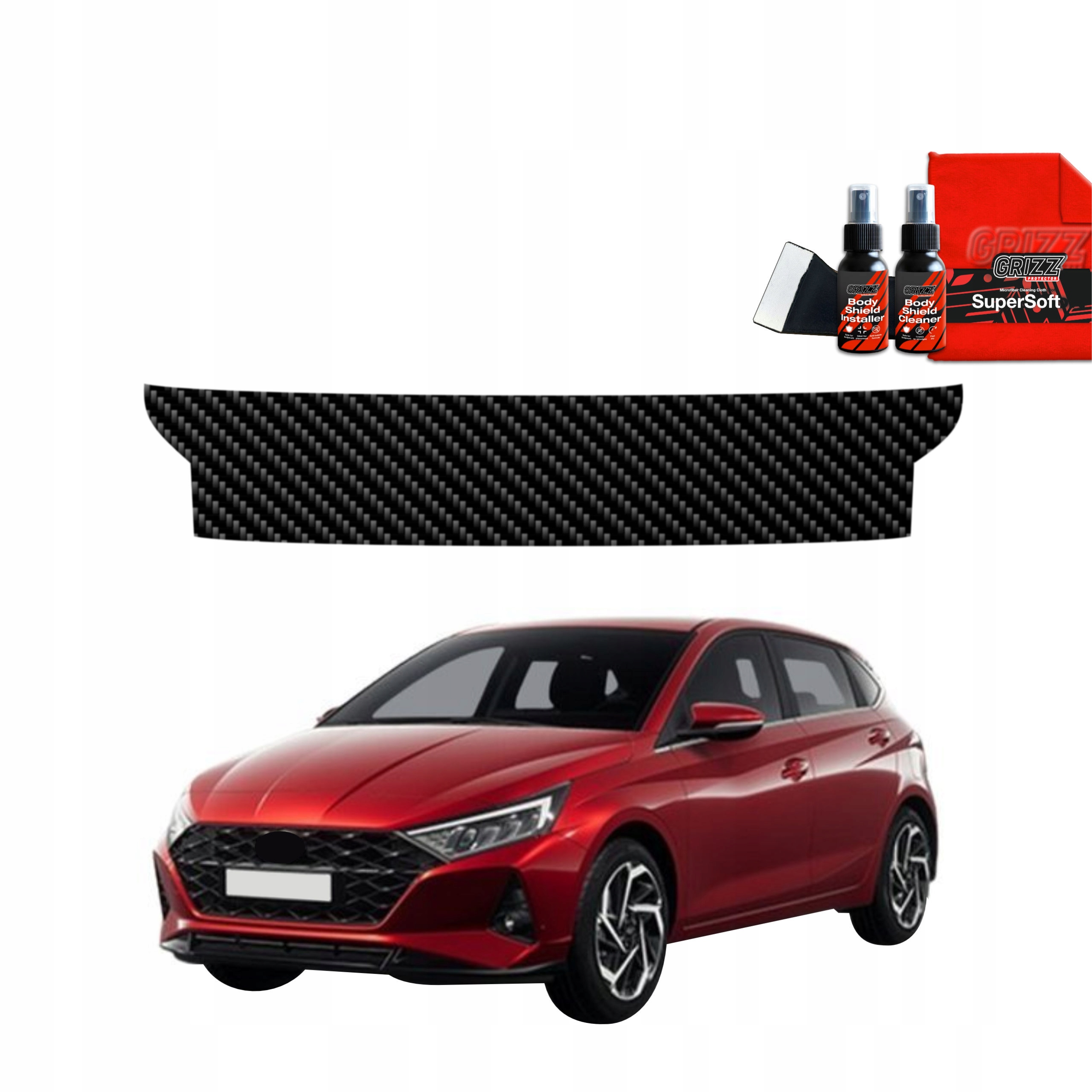 Folia karbonowa na próg bagażnika GrizzGlass BodyShield do Hyundai i20 (2023-2025) – Ochrona i styl w jednym