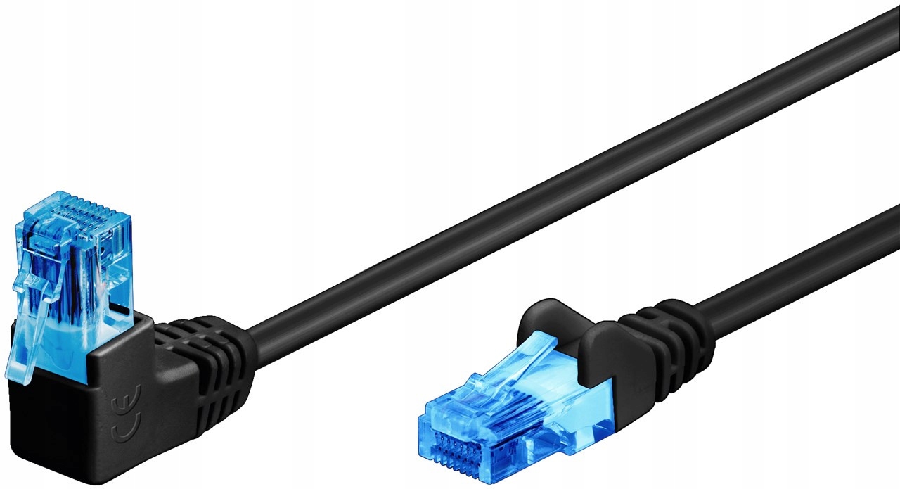 GOOBAY Patchcord U/UTP Kat. 6A Prosty / Kątowy 90° czarny 10m – Idealne połączenie dla Twojej sieci