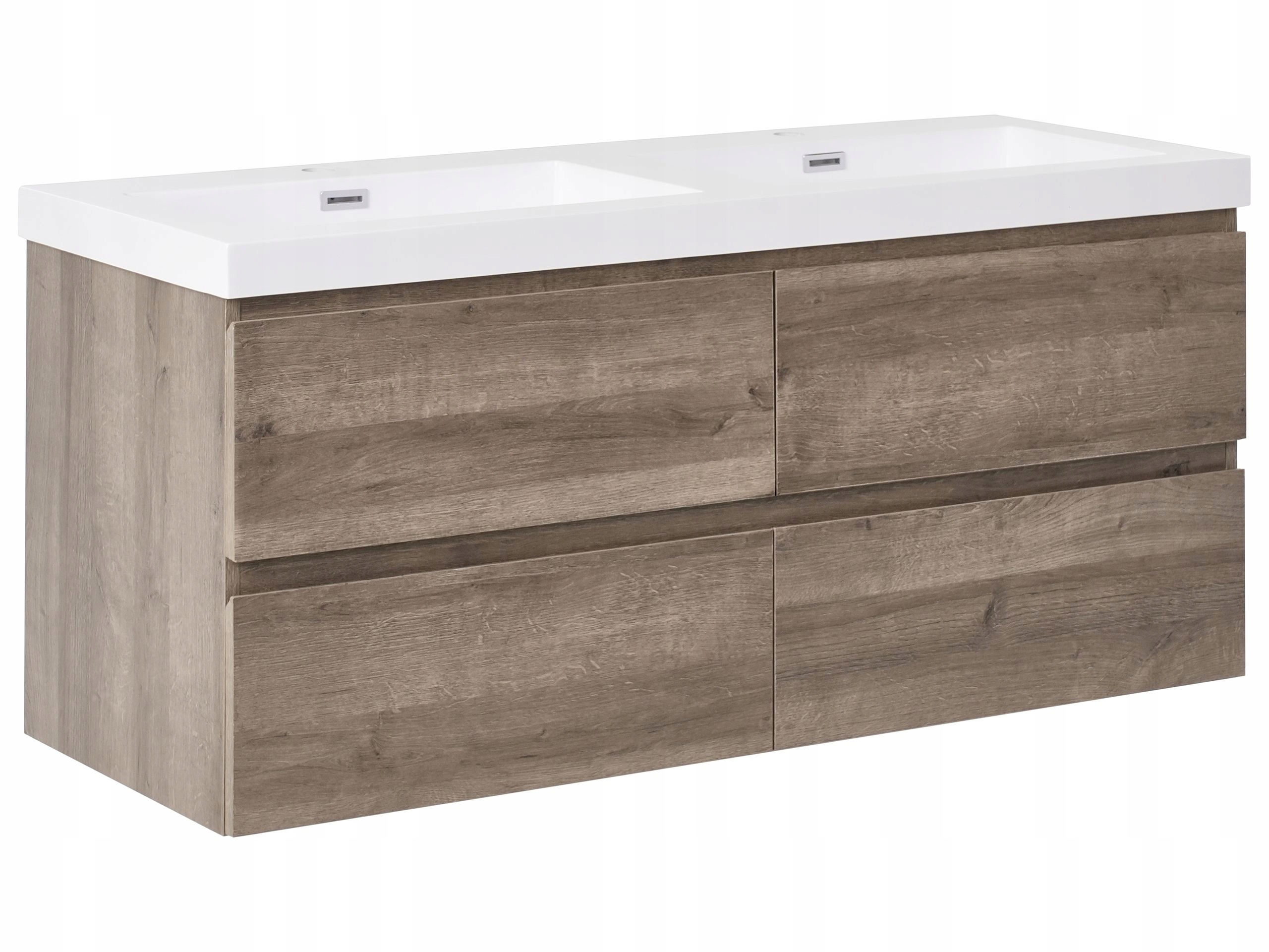 Szafka łazienkowa wisząca z podwójną umywalką VIEDMA 120 cm 52 cm Beżowoszary – Elegancja i funkcjonalność w Twojej łazience