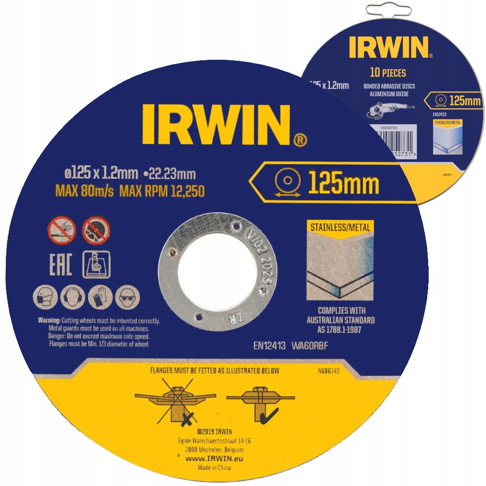 Zestaw 10 szt. tarcz do cięcia metalu 125x1,2mm Irwin IW8082106 – Wydajność i precyzja w każdym cięciu
