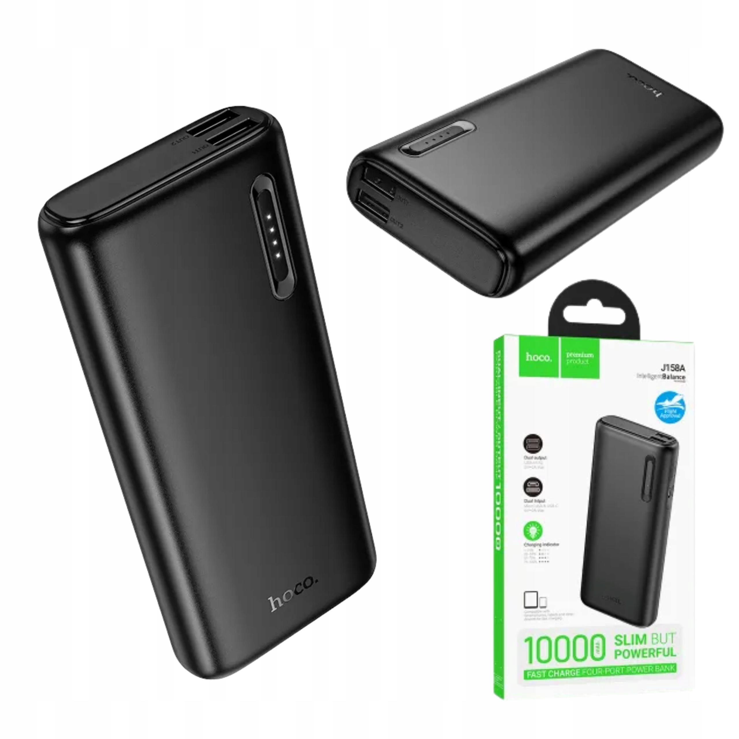 Powerbank Hoco 10000 mAh 2A J158A Czarny – Niezawodne źródło energii