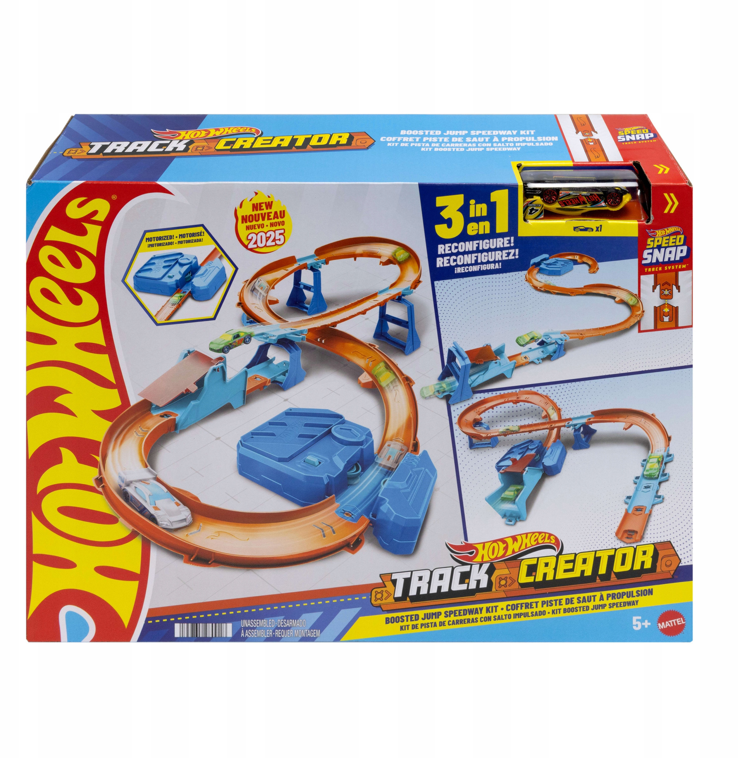 HW TRACK CREATOR SUPER SKOK Z NAPEDEM JDB49 PUD2 – Zestaw do budowy toru wyścigowego