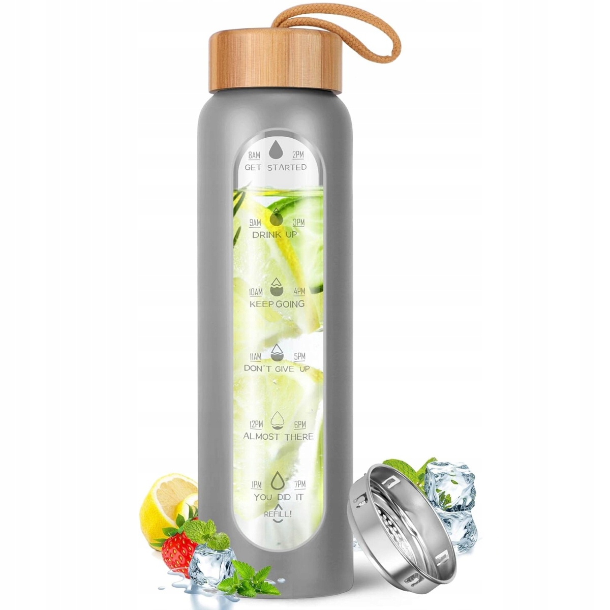 Szklana butelka na wodę 1l motywacyjna Supero – Idealny wybór dla zdrowego nawodnienia