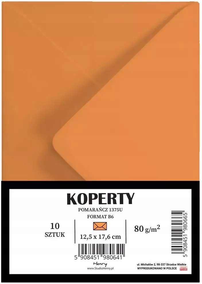 Koperty B6 pomarańczowe 10szt – Idealne do biura i firmy