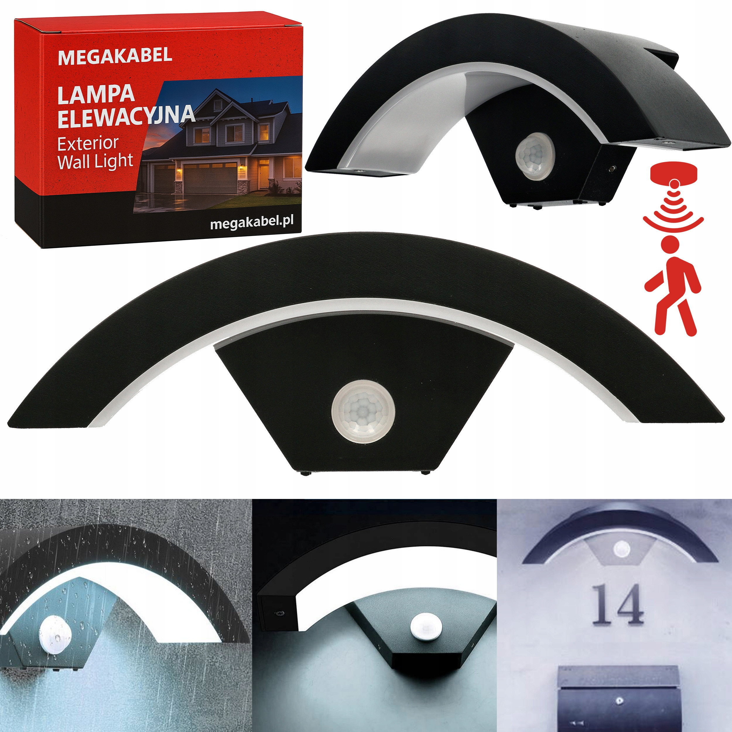 Lampa kinkiet ścienny elewacyjny LED 18W barwa zimna + PIR CY-30 MEGAKABEL – Nowoczesne oświetlenie dla Twojego domu