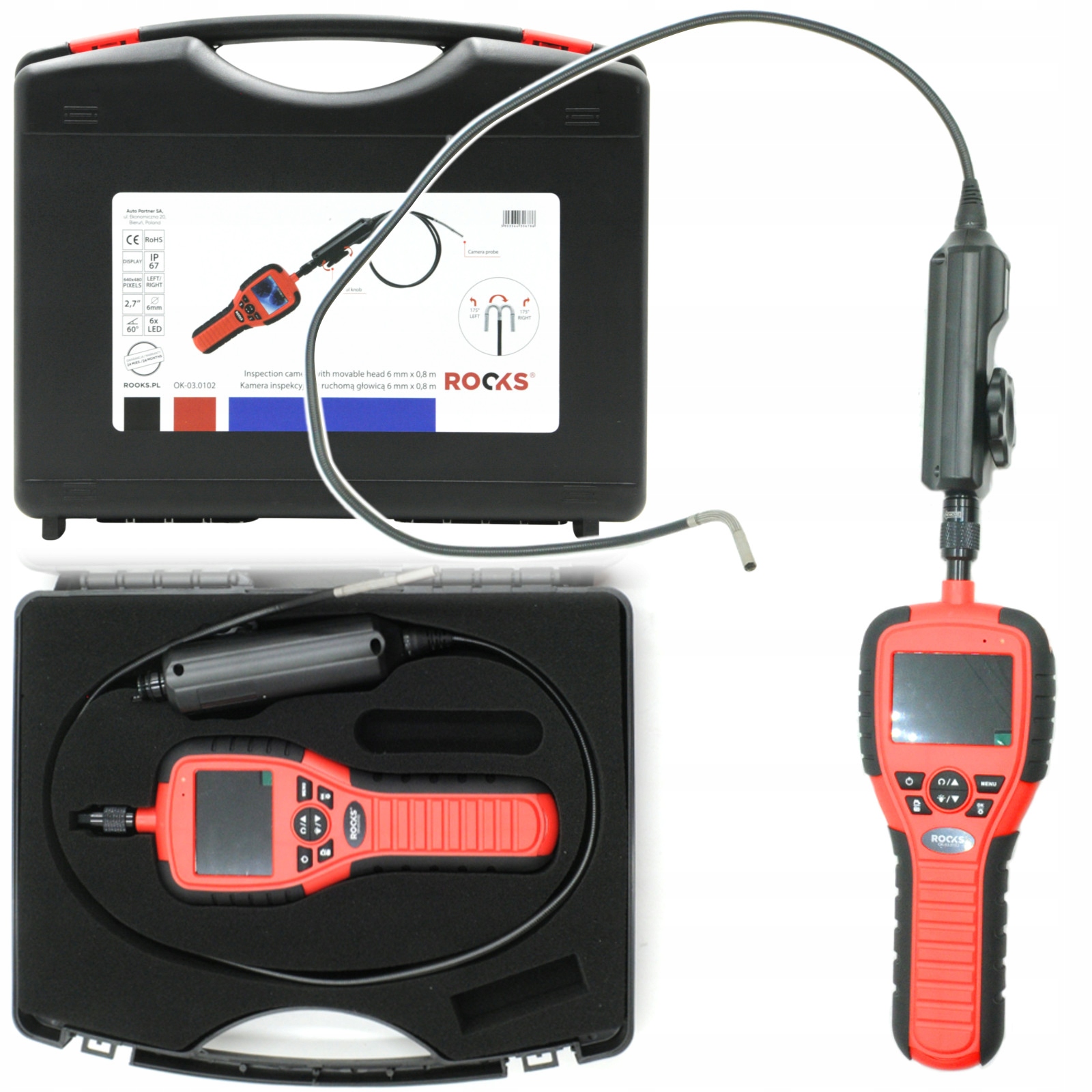 ROOKS KAMERA INSPEKCYJNA Z RUCHOMĄ GŁOWICĄ 6 MM X 0,8 M – Idealne narzędzie do inspekcji