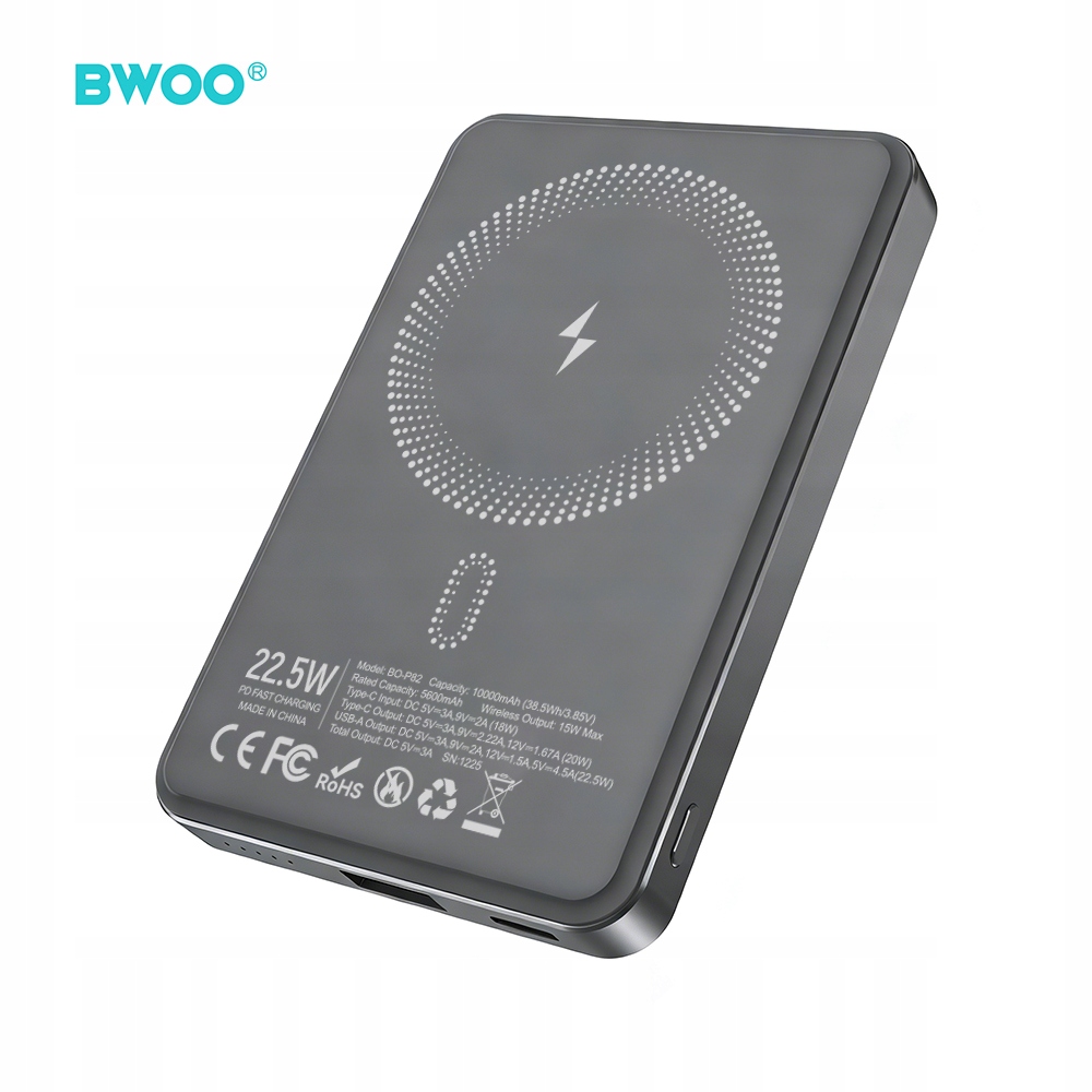 BWOO P82 BO power bank 10000mAh 15W – Idealne rozwiązanie dla mobilnych użytkowników