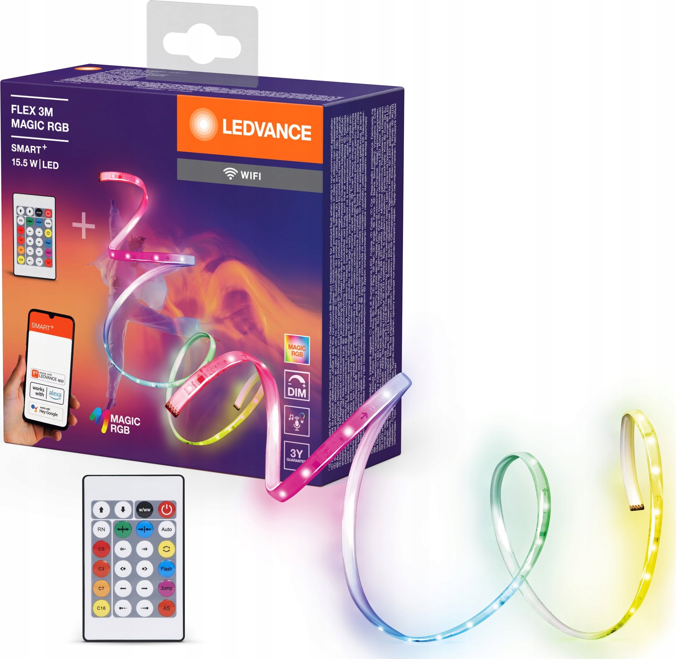 Ledvance SMART WIFI FLEX3M MGC RGB RC – Elastyczne oświetlenie dla Twojego domu
