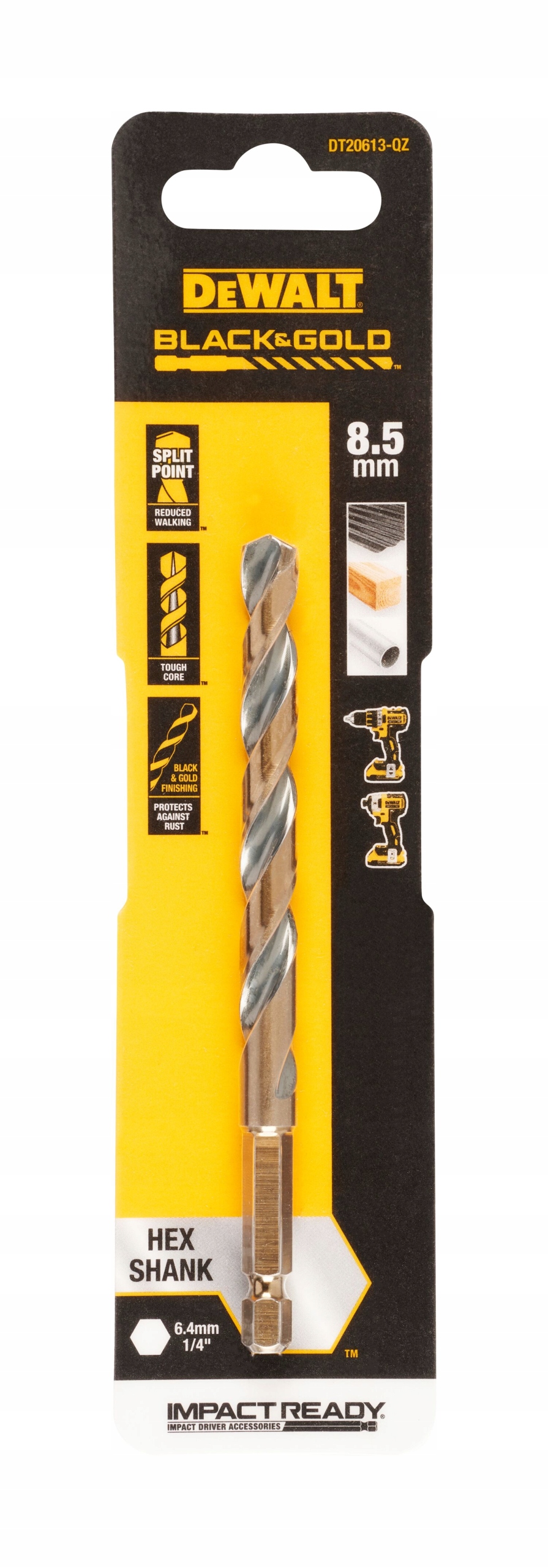 Wiertło Dewalt 8.5mm Black and Gold Hex – Niezawodna jakość dla Twojego warsztatu