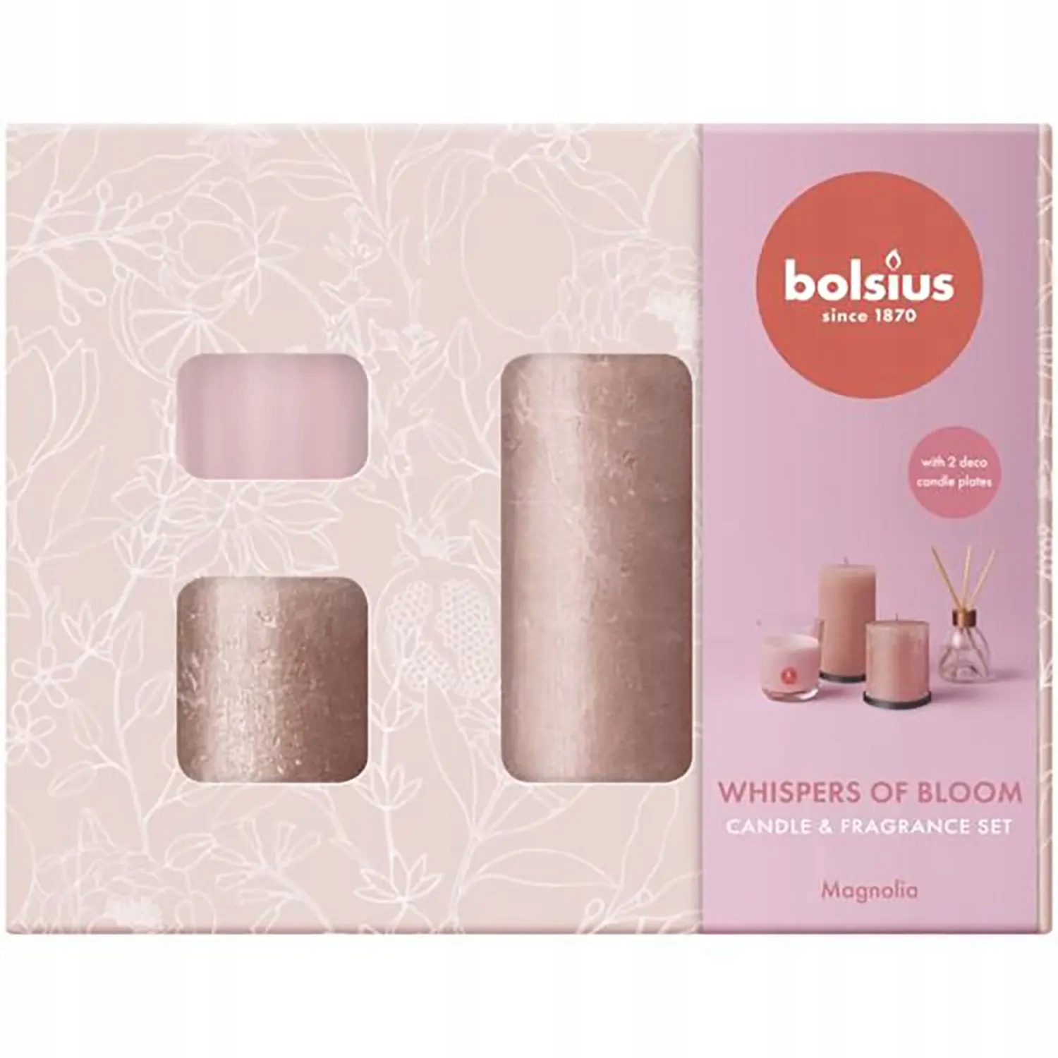 Zawartość zestawu prezentowego Bolsius Whispers Of Bloom