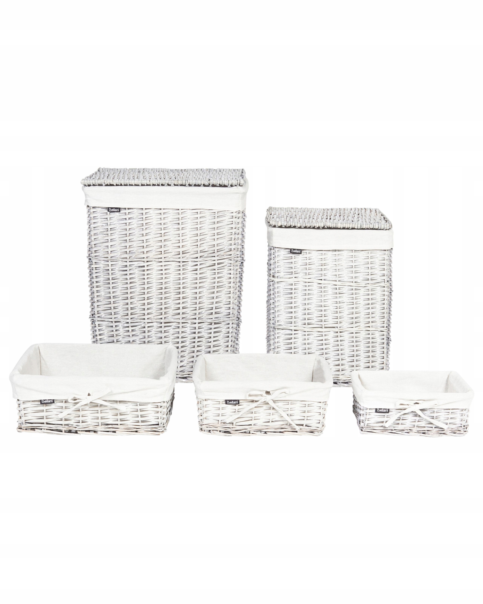 Zestaw 5 koszy wiklinowych biały ELLA Lumarko – Elegancja i funkcjonalność w Twoim domu