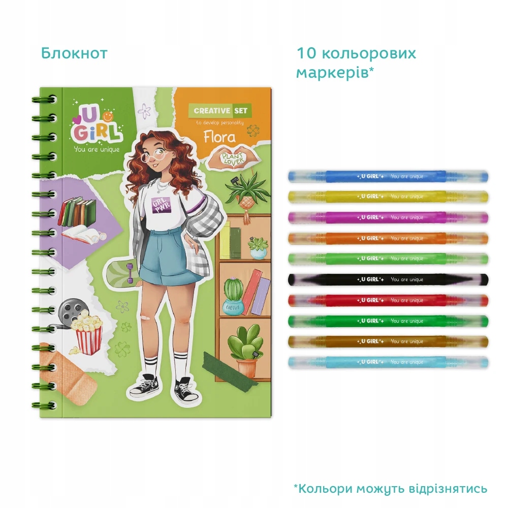 Zawartość zestawu: bloknot, markery i naklejki