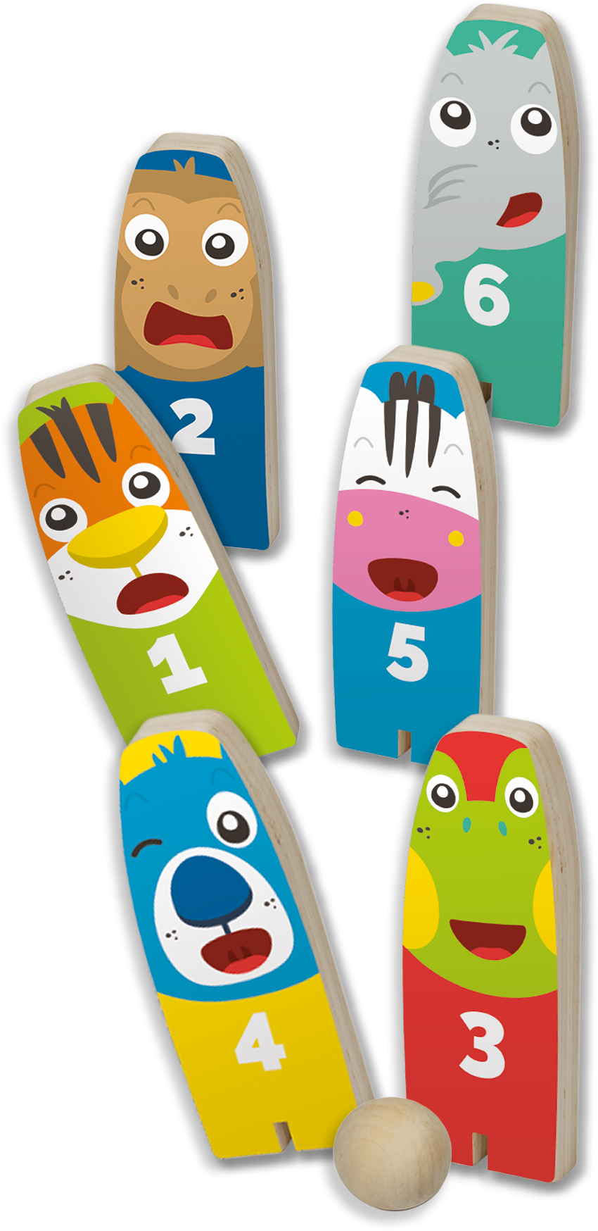 Kolorowe zwierzątka jako kręgle – Zestaw do gry