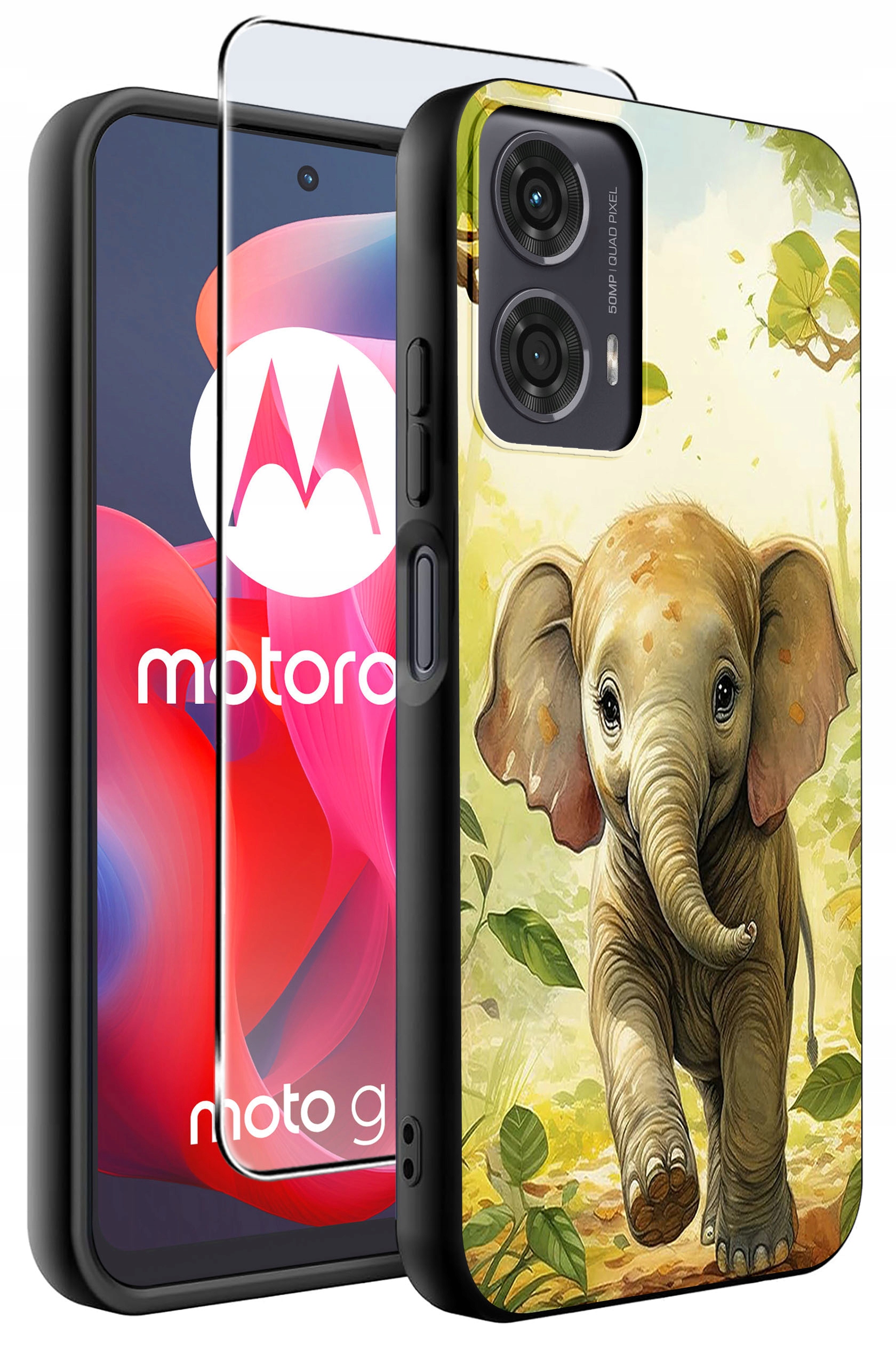 Etui do Motorola Moto G24 | G24 POWER | G04 | E14 WZORY | SILIKONOWE MATT CASE + SZKŁO HARTOWANE 9H