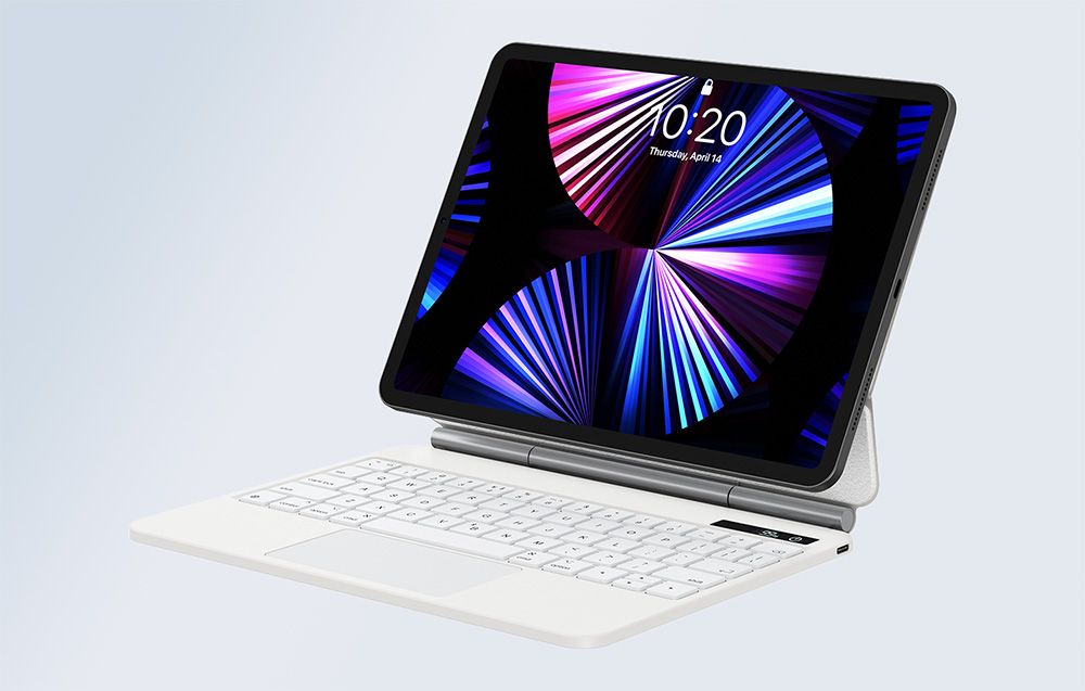 iPad umieszczony w etui Baseus na niebieskim tle.