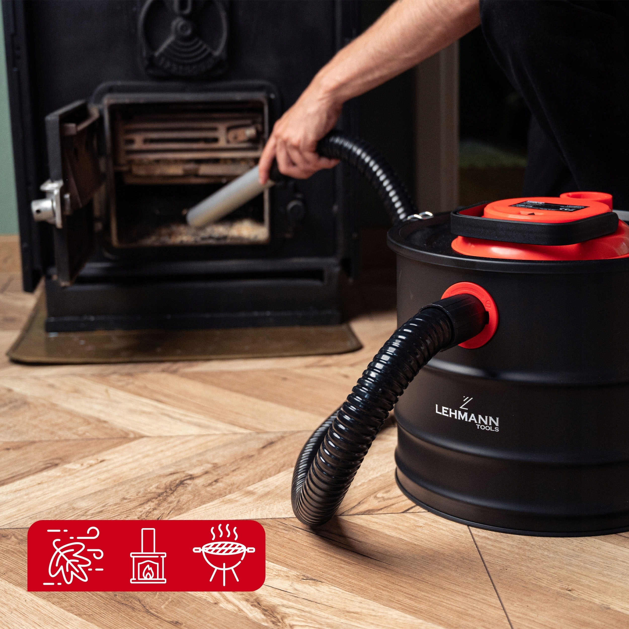 Odkurzacz przemysłowy Lehmann do popiołu kominkowy 1200W HEPA 18L 1200 W Klasa filtracji H (High)