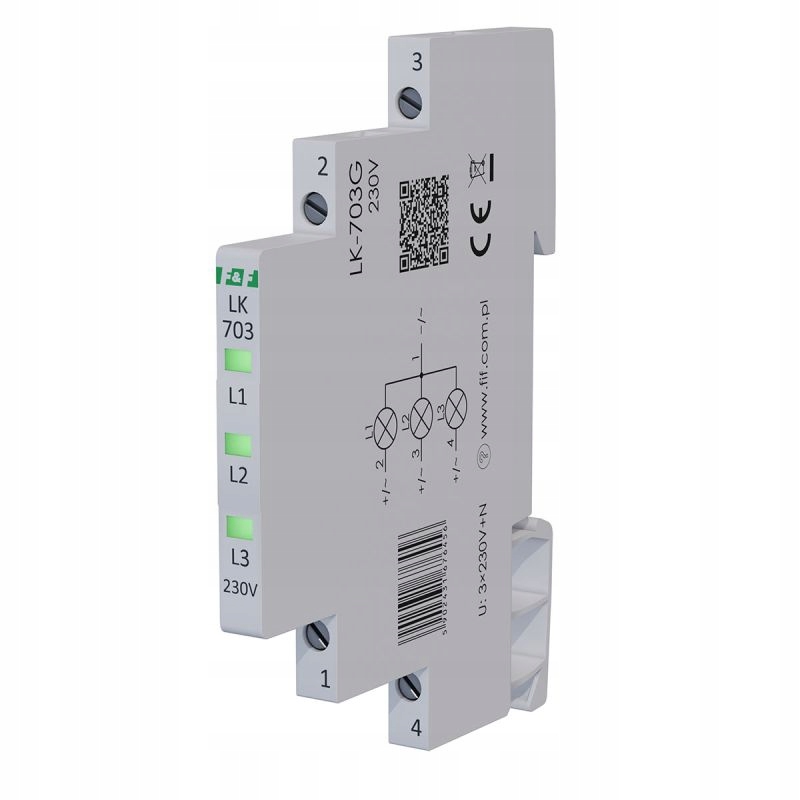Lampka modułowa 3-fazowa zielona LED Slim 1/2 modułu 230V LK-703G