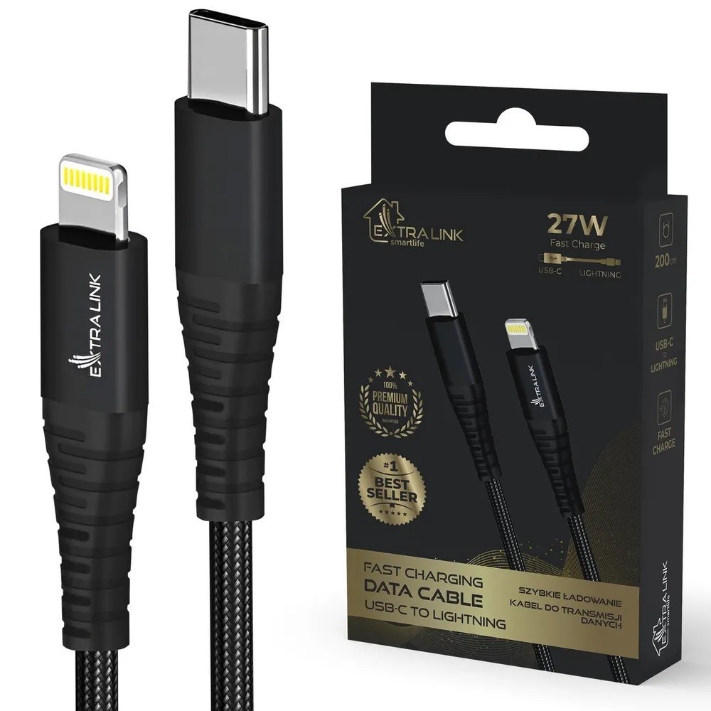 Kabel USB-C - Lightning 2 m Czarny (CABESL03) – Wydajność i elegancja w jednym