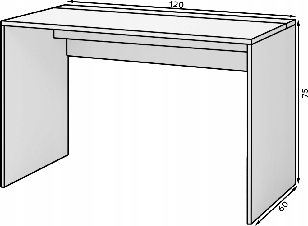 Wymiary biurka: 120 x 60 x 75 cm