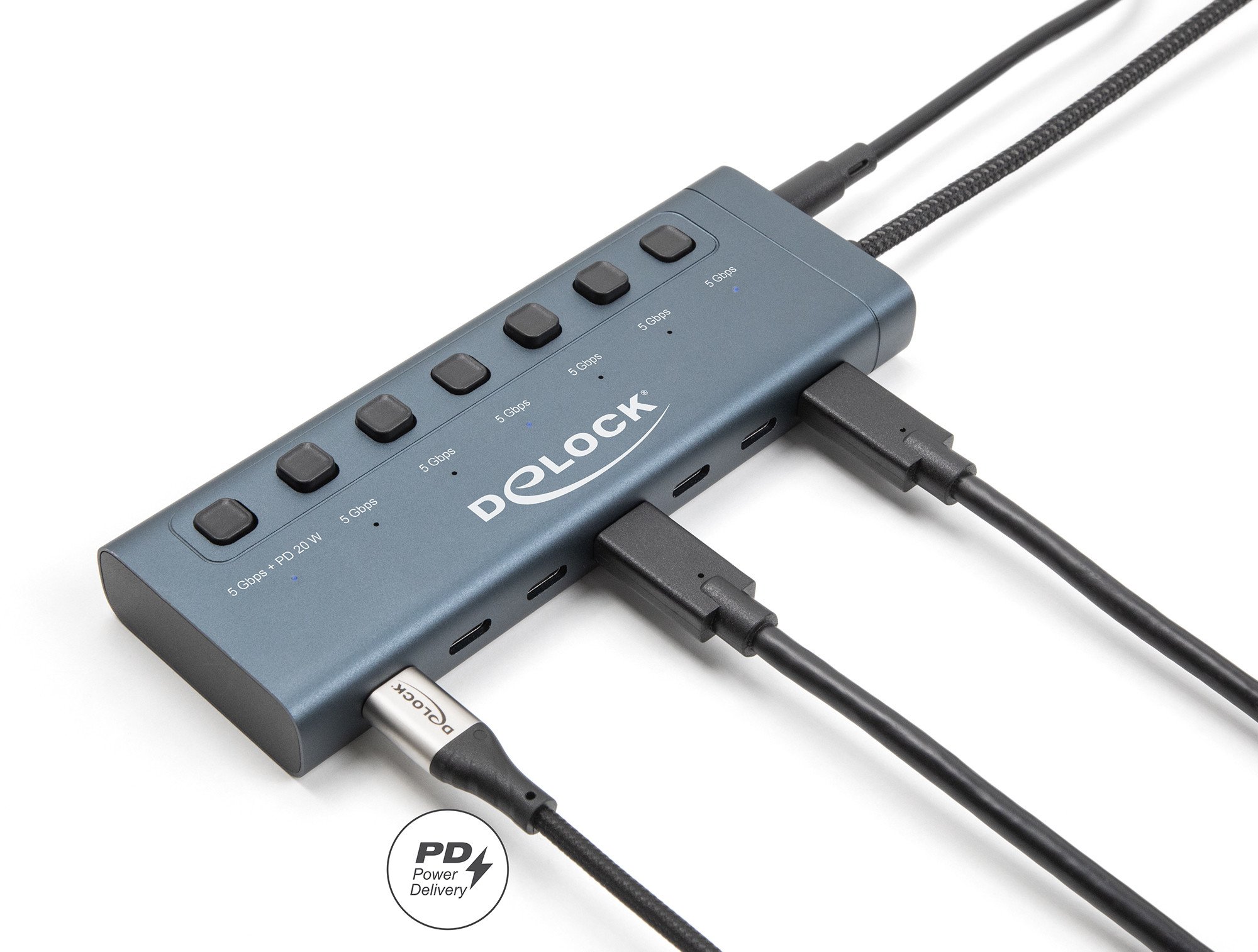 Hub USB-C Delock 63410 z przełącznikami