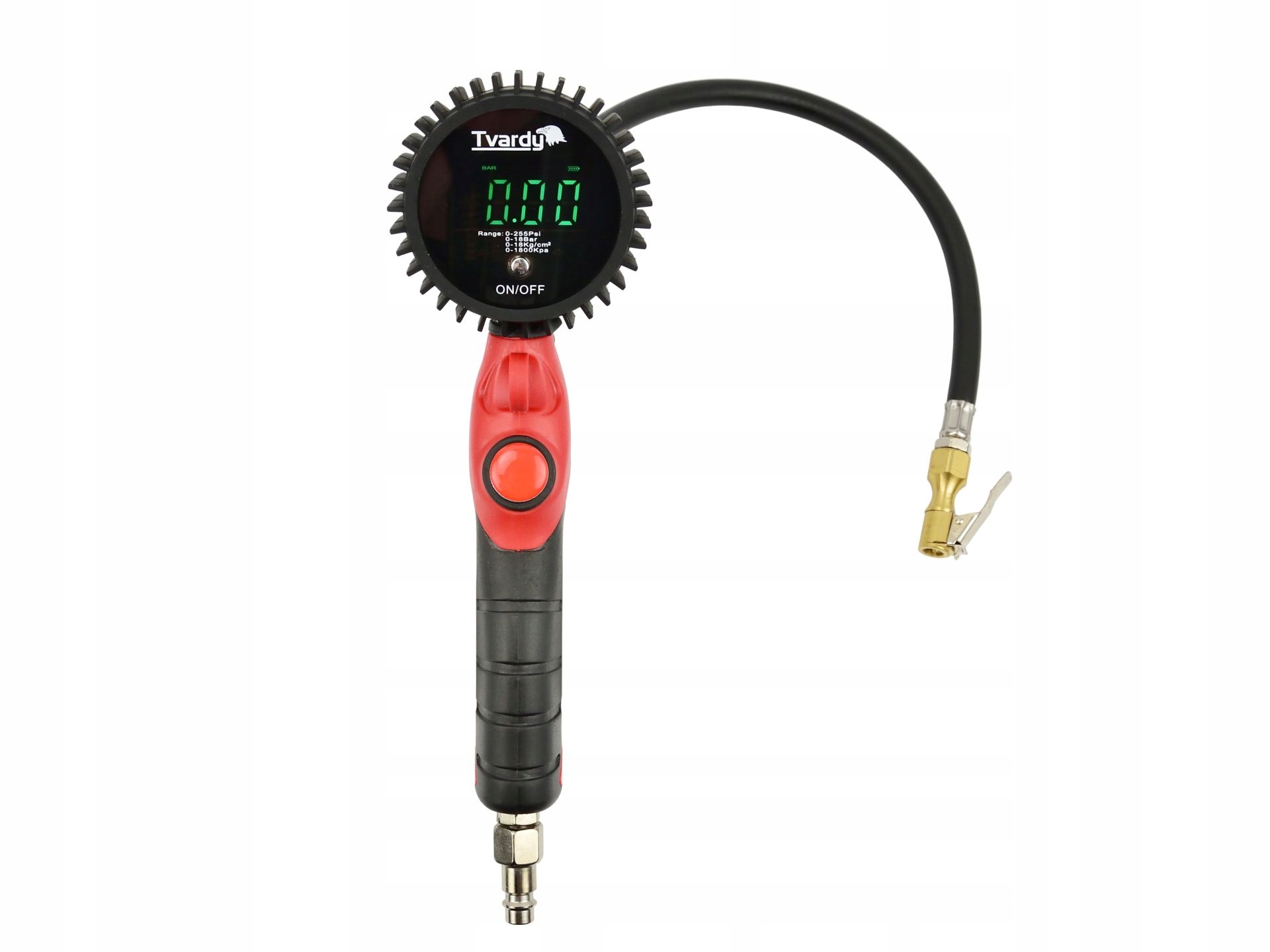 Tvardy Profesjonalny pistolet do pompowania kół z cyfrowym manometrem LED 0-18bar