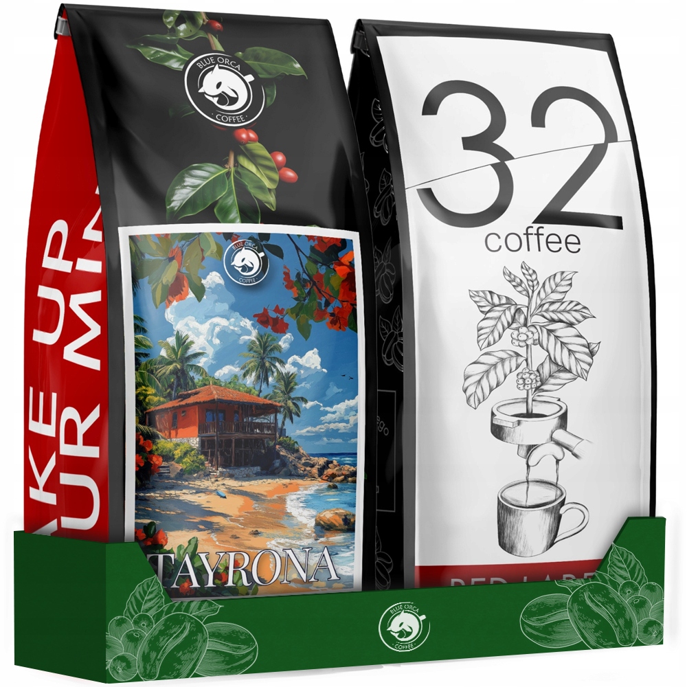 Kawa ziarnista 1kg x2 Tayrona + 32 Red Coffee – Doskonały wybór dla miłośników kawy