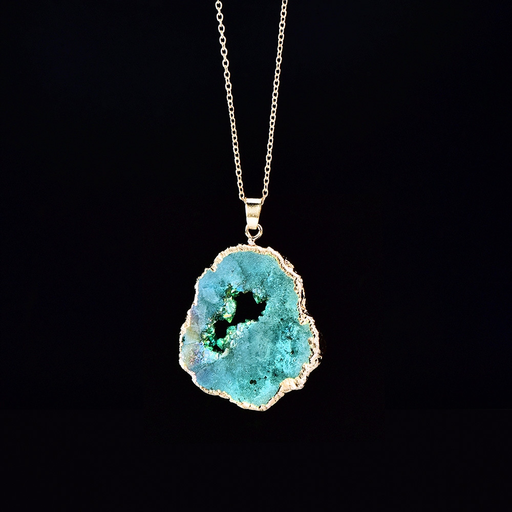 NASZYJNIK Naturalny GEODA Kryształ MINERAŁY – Wyjątkowy amulet z naturalnych minerałów