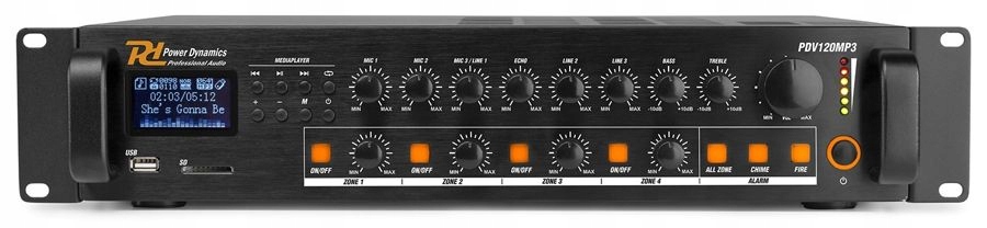 Wzmacniacz PA 100V 120W Power Dynamics PDV120MP3 – Doskonałe brzmienie w każdej przestrzeni