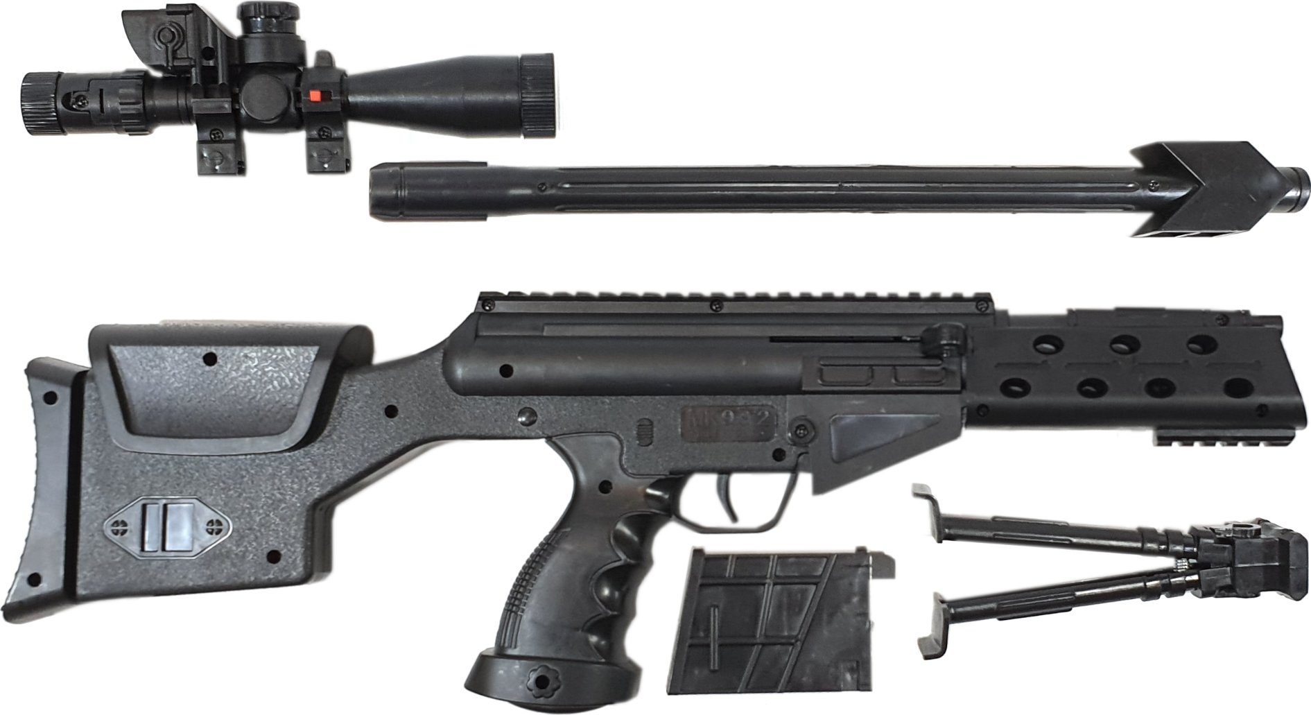 Karabin Snajperka Na Kulki 6mm Replika ASG z Laserem i Atrapą Kolimatora TOMDORIX