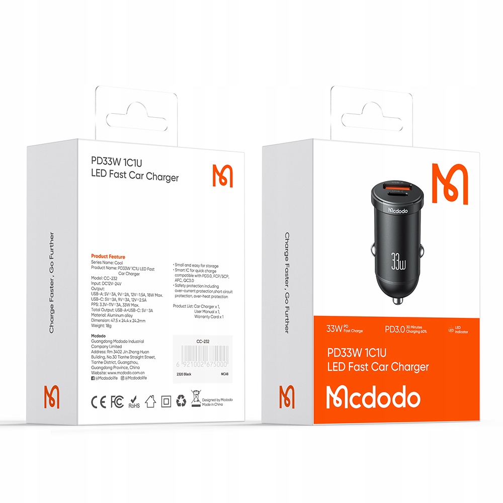 Ładowarka samochodowa Mcdodo CC-2320 – Szybkie ładowanie w podróży