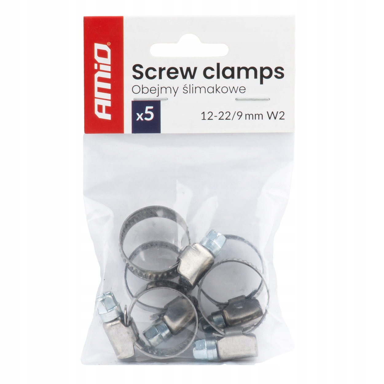 Obejma ślimakowa 5 szt. 12–22 mm/9 mm W2 AMIO-04581 – Solidne mocowanie dla Twoich instalacji