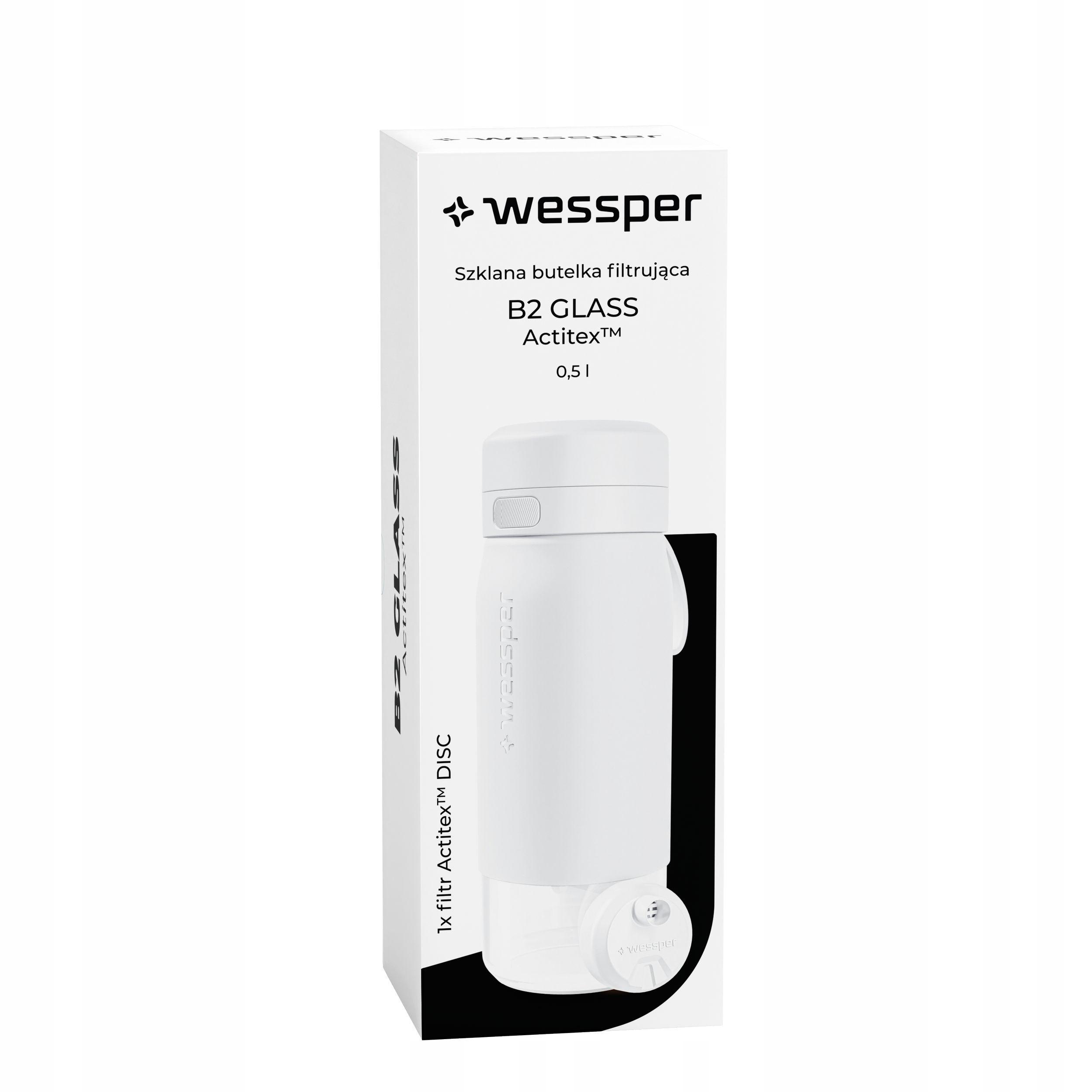 Butelka filtrująca Wessper B2 GLASS Actitex™ 500ml – Czysta woda zawsze pod ręką