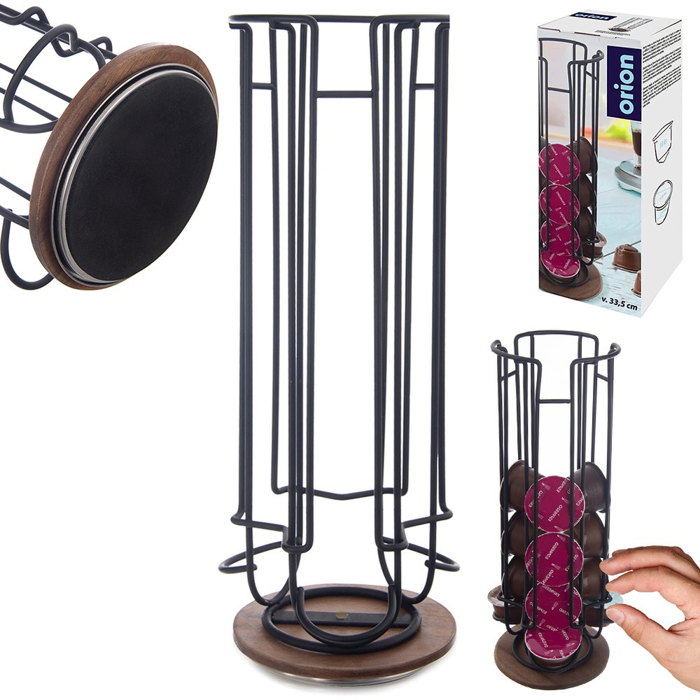 Stojak Obrotowy na Kapsułki Dolce Gusto Czarny RADKA 33,5 cm – Idealne rozwiązanie dla miłośników kawy