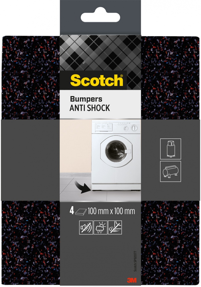 Gumowe podkładki antywibracyjne SCOTCH, 100x100mm, 4 szt., czarne – Idealne rozwiązanie dla Twojego domu
