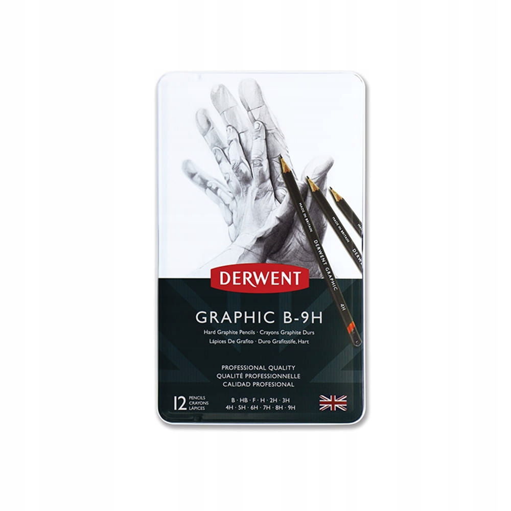 Ołówki Derwent Graphic Hard B-9H – Zestaw 12 sztuk dla profesjonalistów