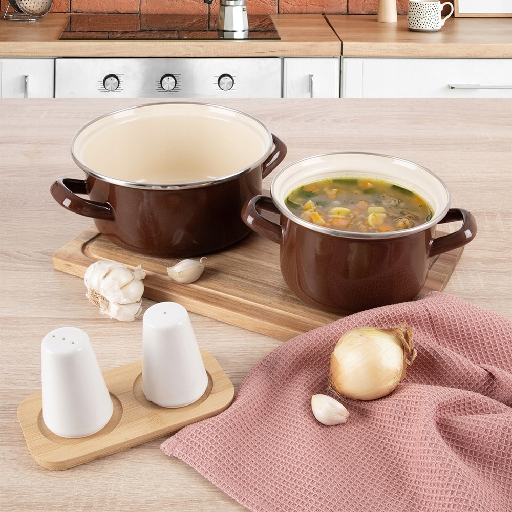 Garnek emaliowany BROWN 18,5 cm, 1,6 l – Tradycyjny styl w Twojej kuchni