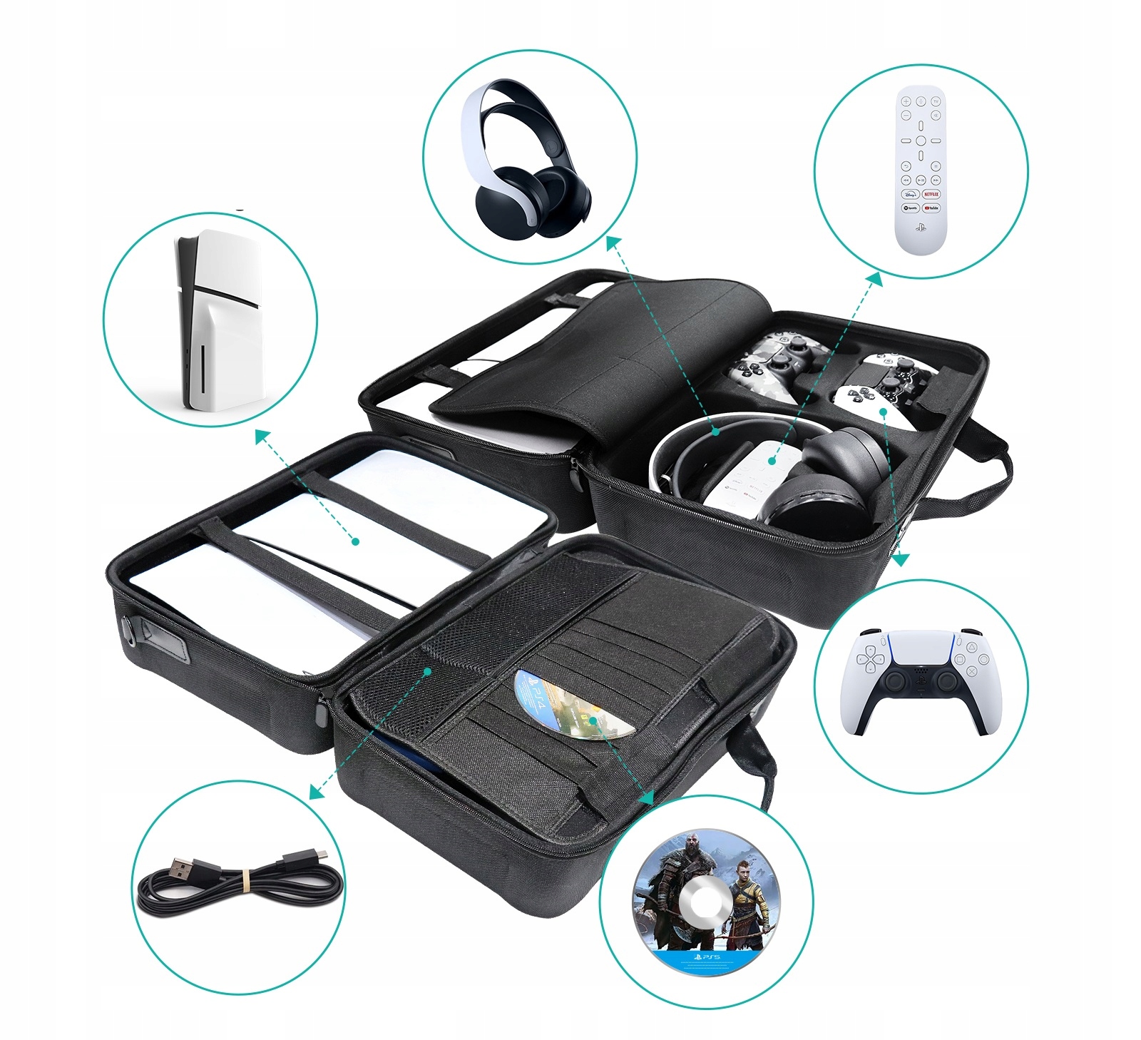 Pojemne wnętrze z kieszeniami na akcesoria