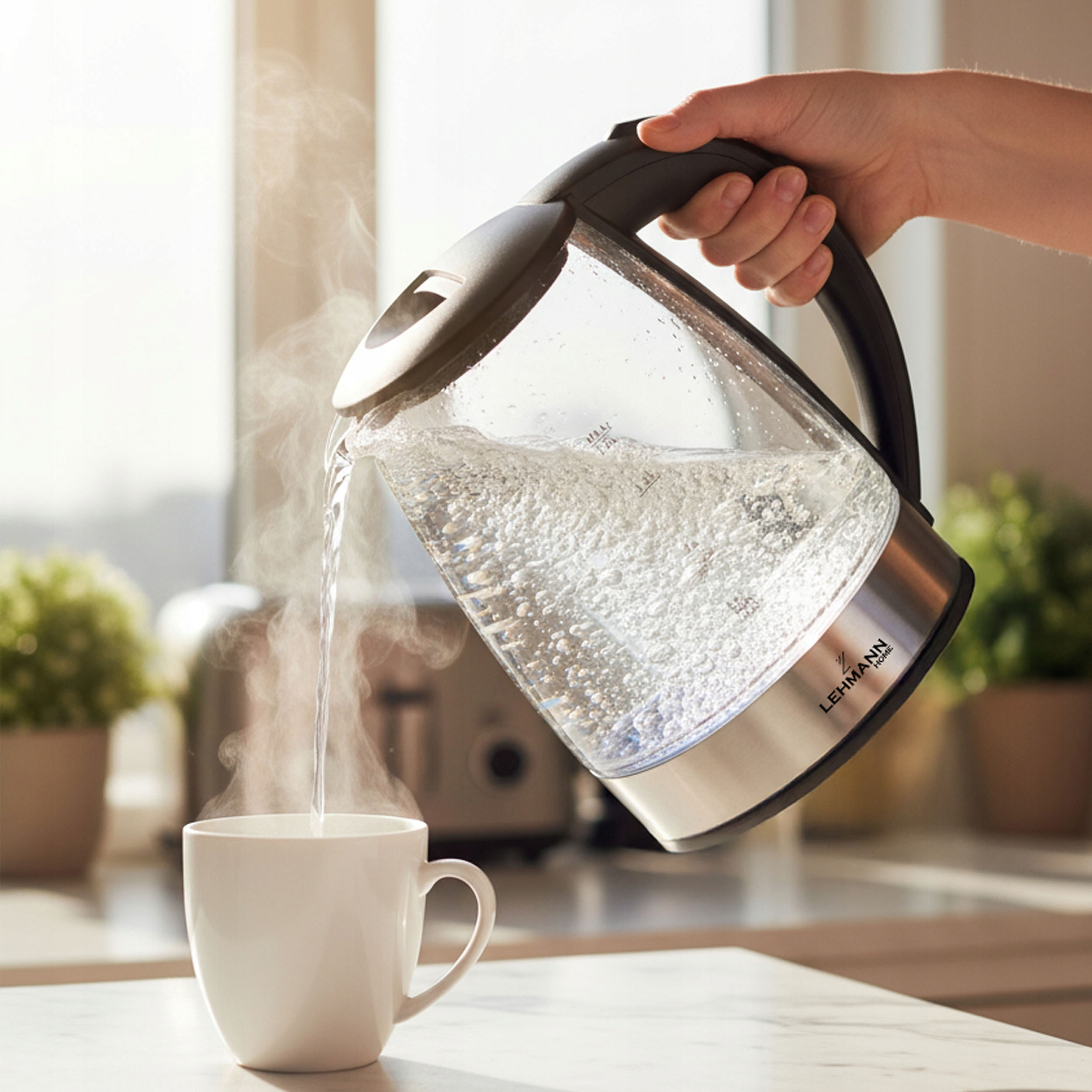 CZAJNIK ELEKTRYCZNY SZKLANY BEZPRZEWODOWY PODŚWIETLANY Z LED 2L MOCNY 2200W Kod producenta LHOEK-2220