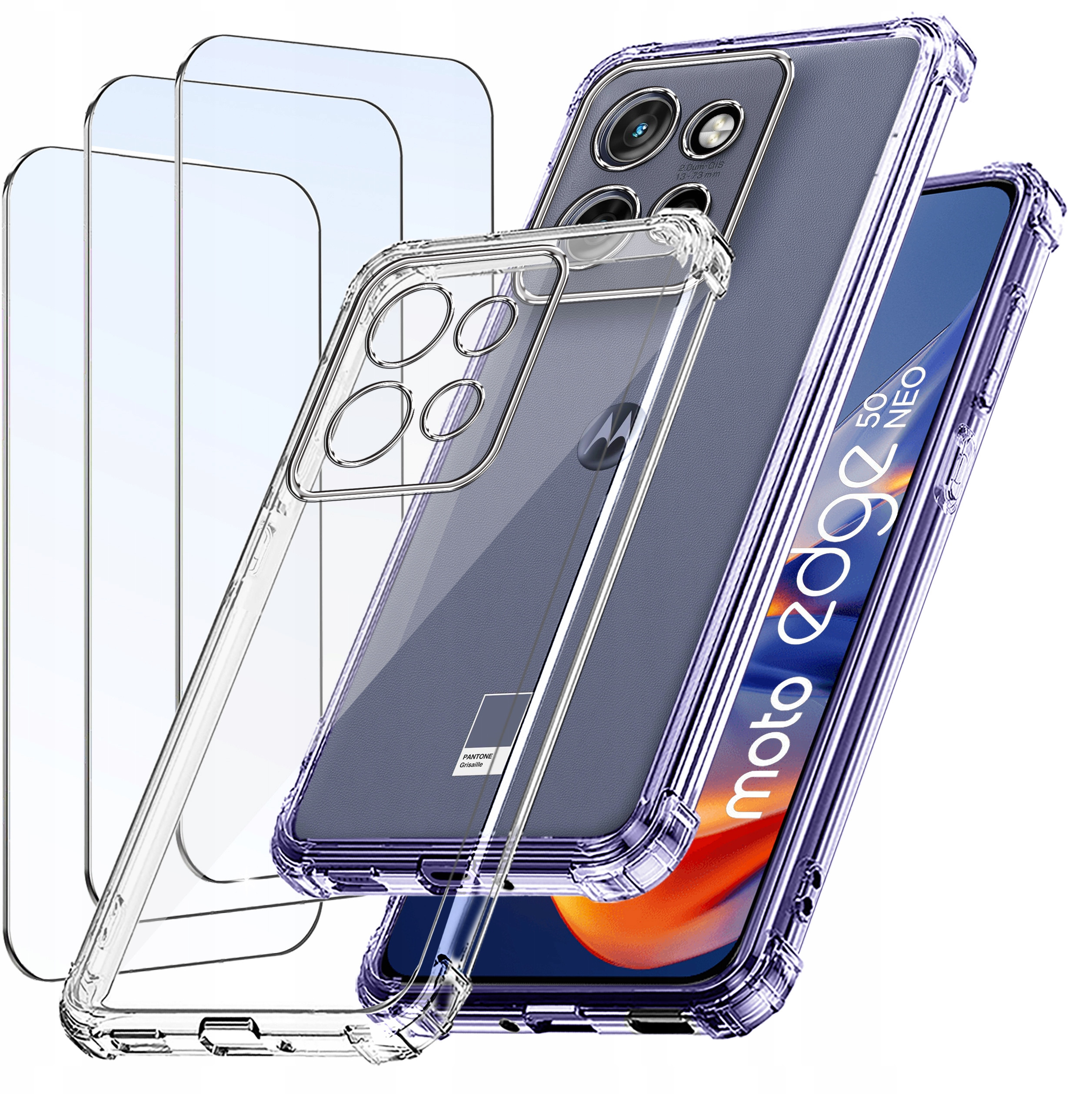 ZESTAW Etui do Motorola EDGE 50 Neo ANTI-SHOCK Wzmacniane + 3 Sztuki Szkło – Ochrona na najwyższym poziomie