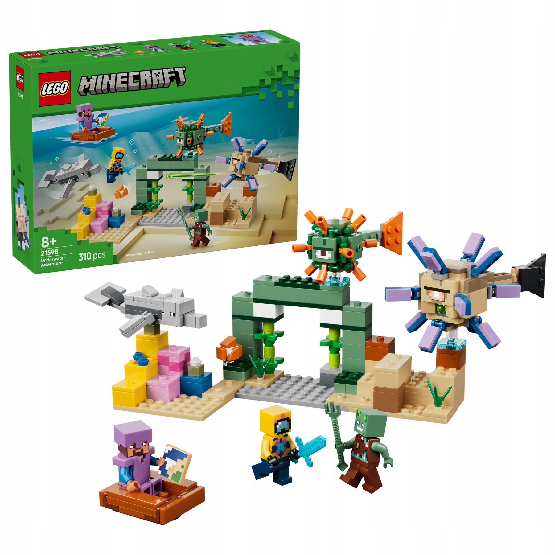 Klocki LEGO Minecraft 21598 - Podwodna przygoda dla młodych odkrywców