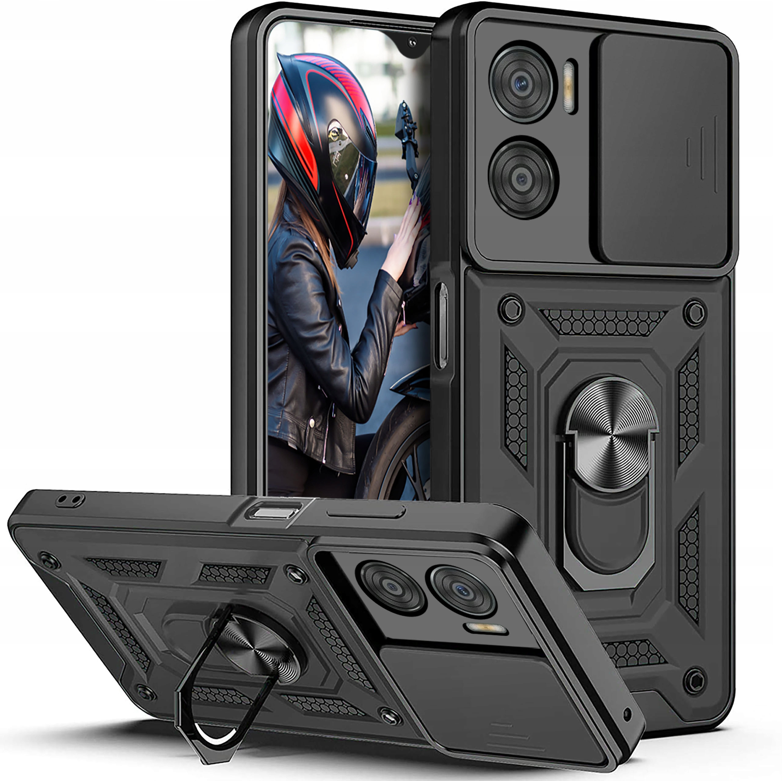 Etui Pancerne Slide Ring do Motorola Moto E22 | E22i – Ochrona i funkcjonalność w jednym