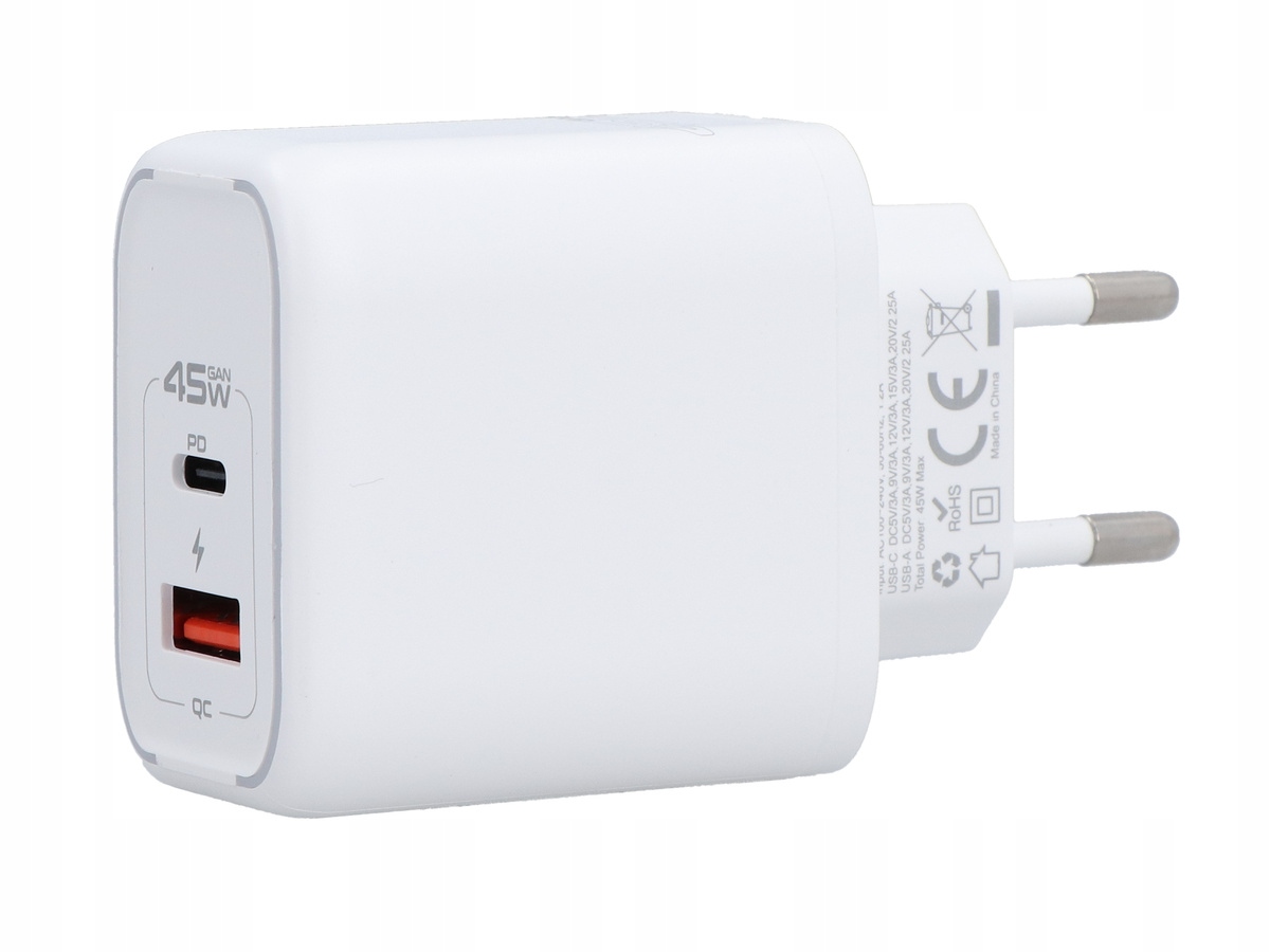 Ładowarka sieciowa Encore Energy PD 3.0 Quick Charge 4.0 USB-A USB-C 45W – Szybkie ładowanie dla Twoich urządzeń
