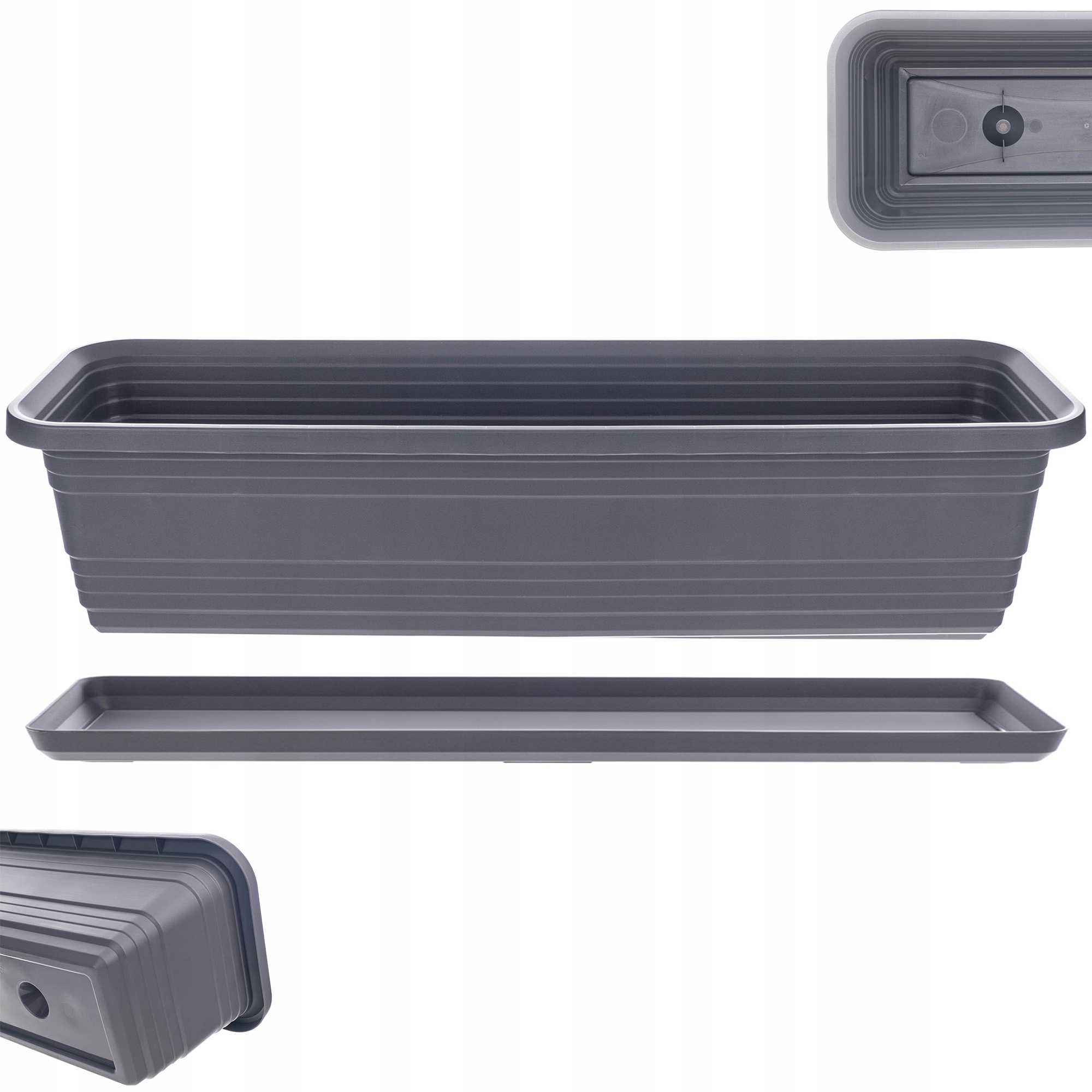 KADAX Doniczka Balkonowa Skrzynka Donica Na Kwiaty 60cm + Podstawka Antracyt – Idealne rozwiązanie dla Twojego balkonu