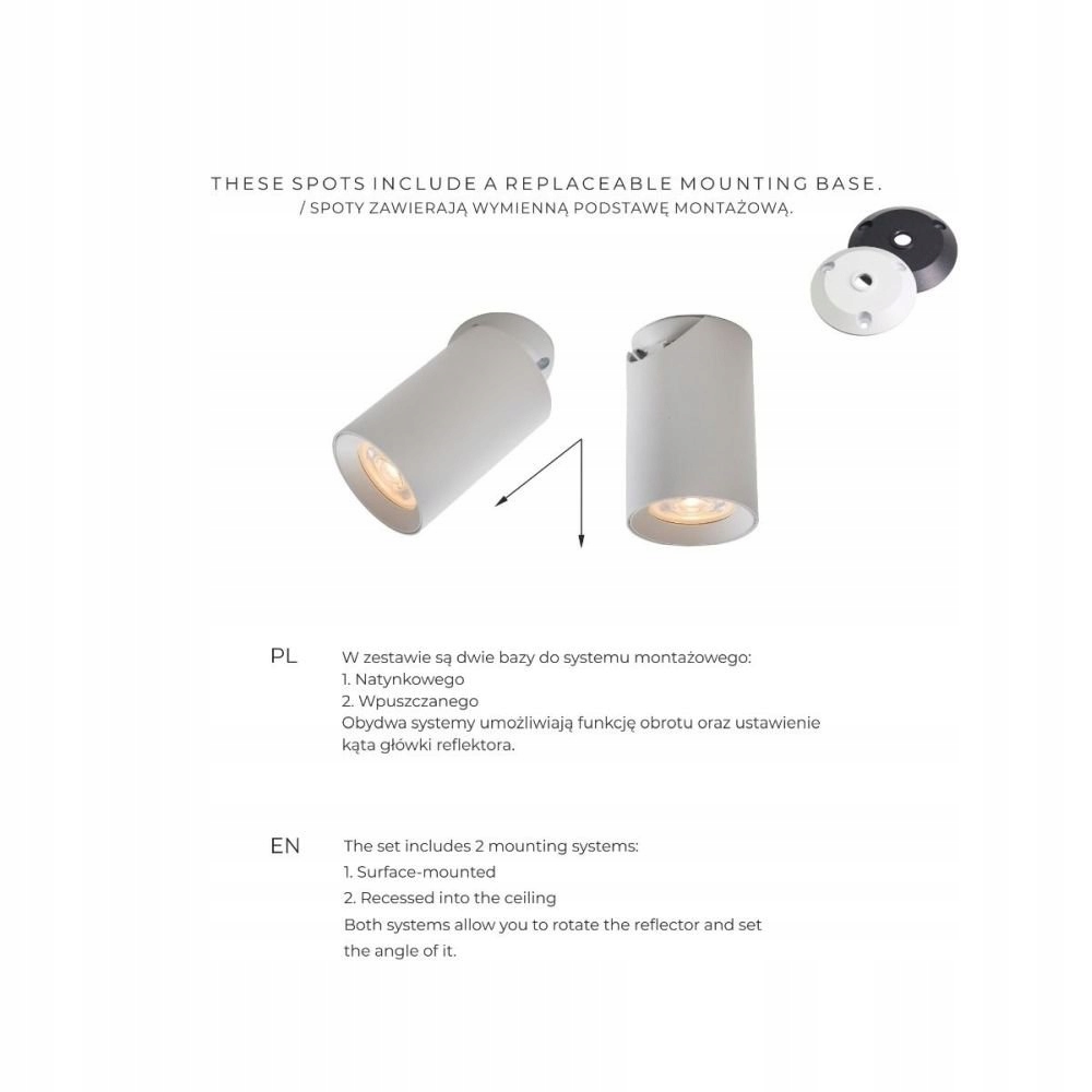 Lampa reflektor spot na 2 sposoby montażu TORE TLS006-WH Zuma Line – Nowoczesne oświetlenie do Twojego wnętrza