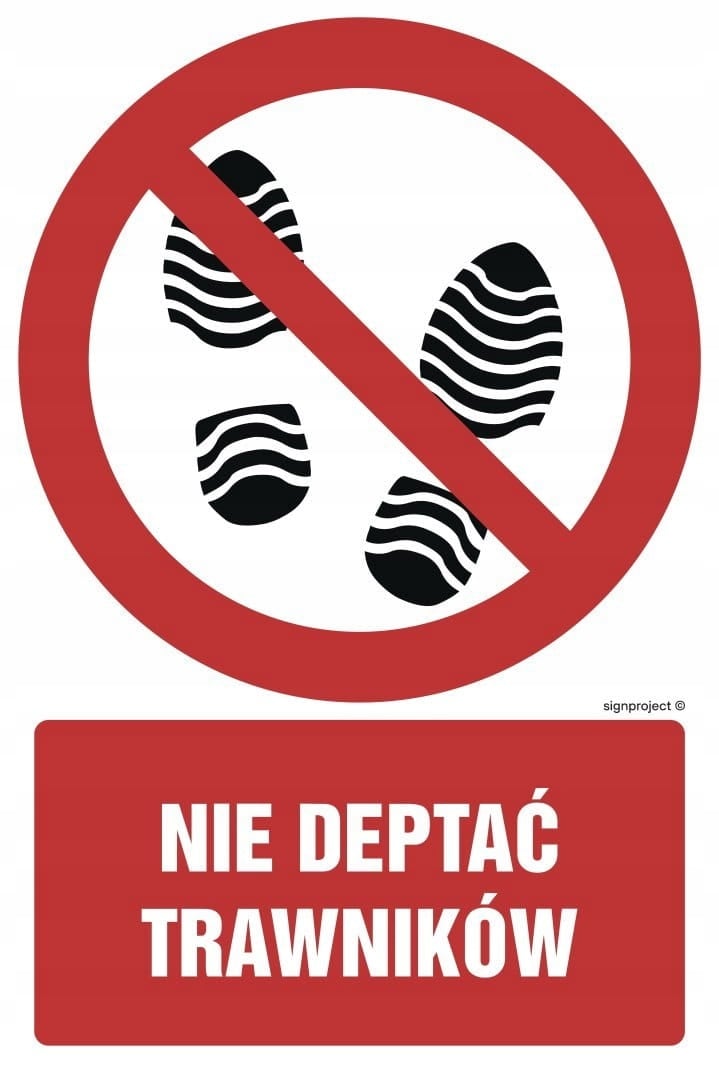Znak GC076 - Nie deptać trawników 250x375 mm – Bezpieczeństwo w Twoim ogrodzie