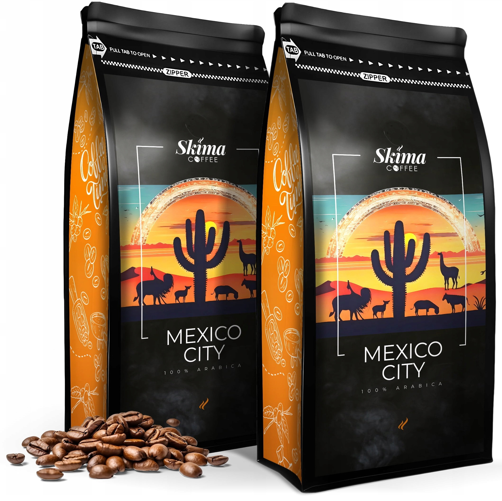 Zestaw Kawa ziarnista 1kgX2 MEXICO CITY 100% ARABICA – Świeżo palona kawa dla prawdziwych smakoszy