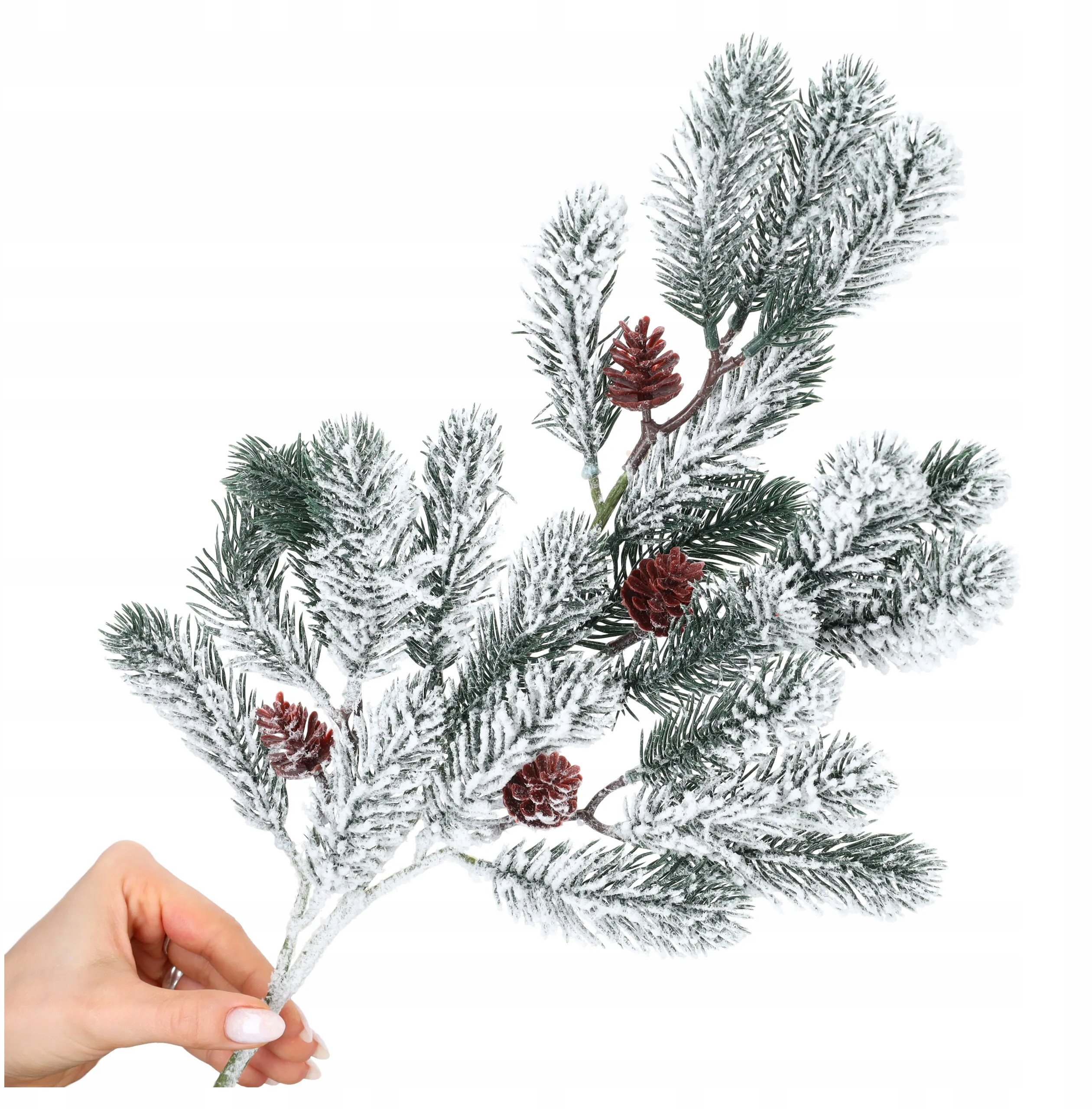 Gałązka sztuczny ośnieżony ŚWIERK na ozdoby świąteczne – Magia świąt w Twoim domu