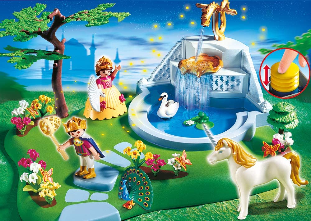 Romantyczna fontanna i jednorożec w zestawie