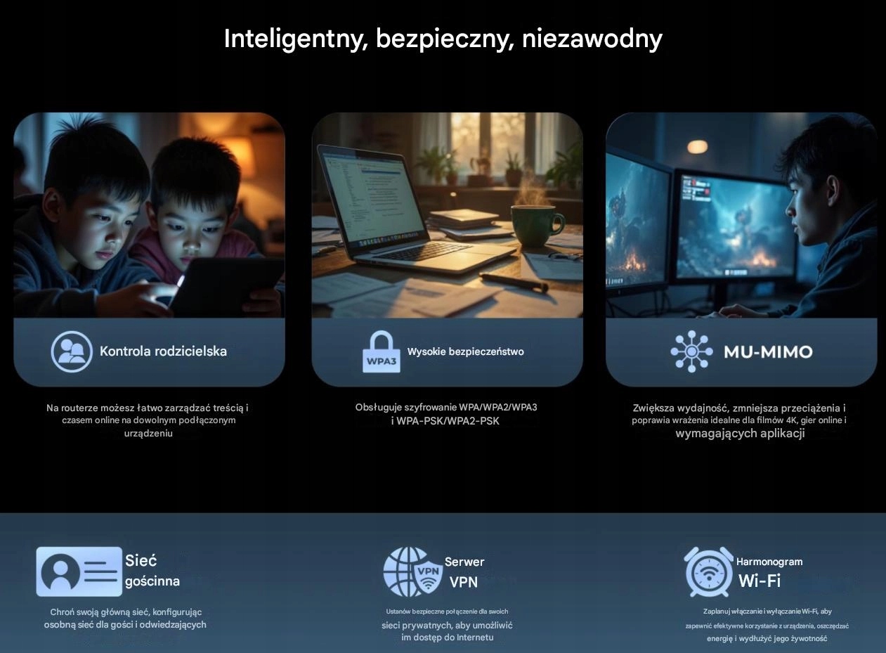 Bezpieczeństwo sieci – Wsparcie dla WPA3 i VPN